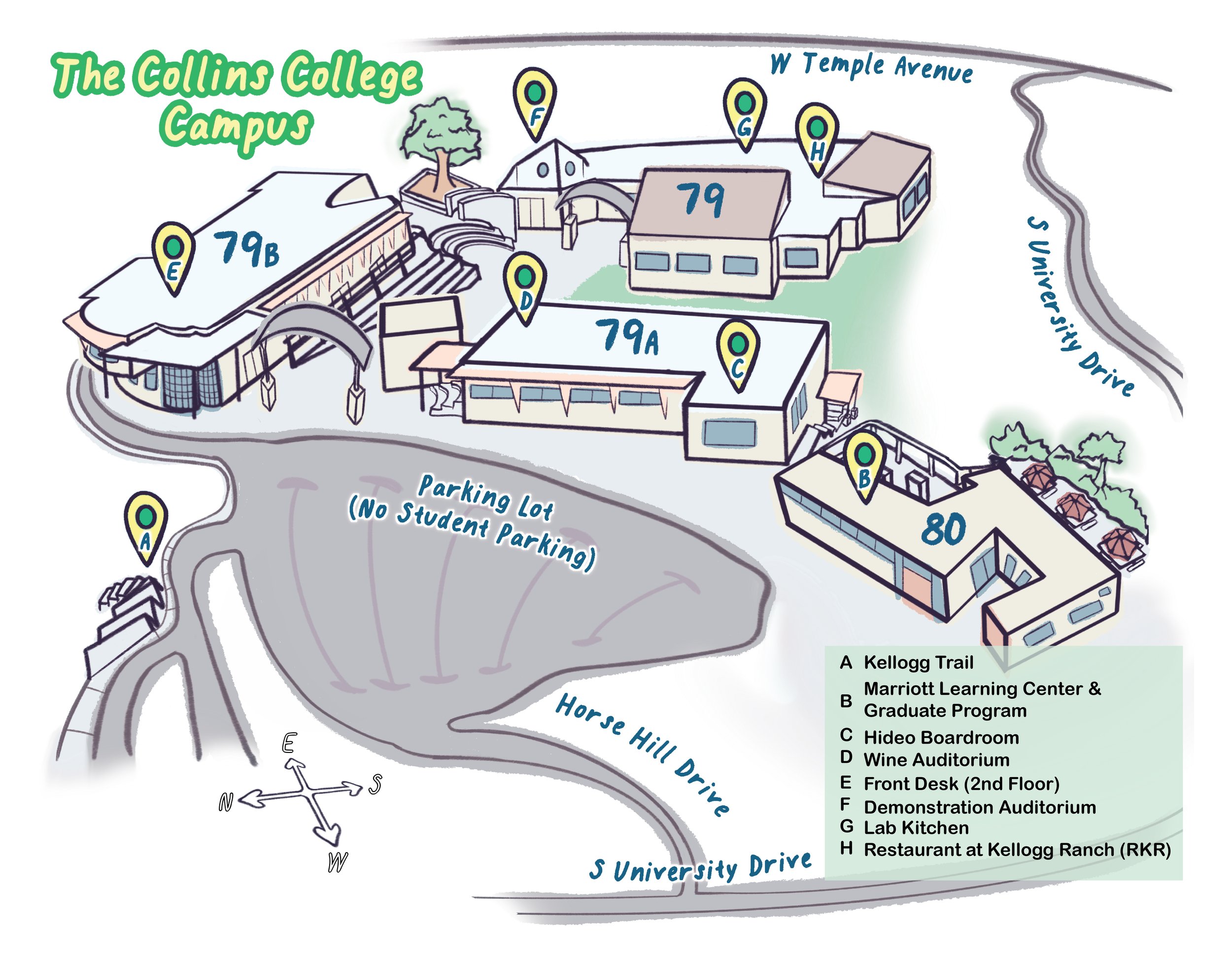 Map of The Collins College of Hospitality Management at Cal Poly Pomona