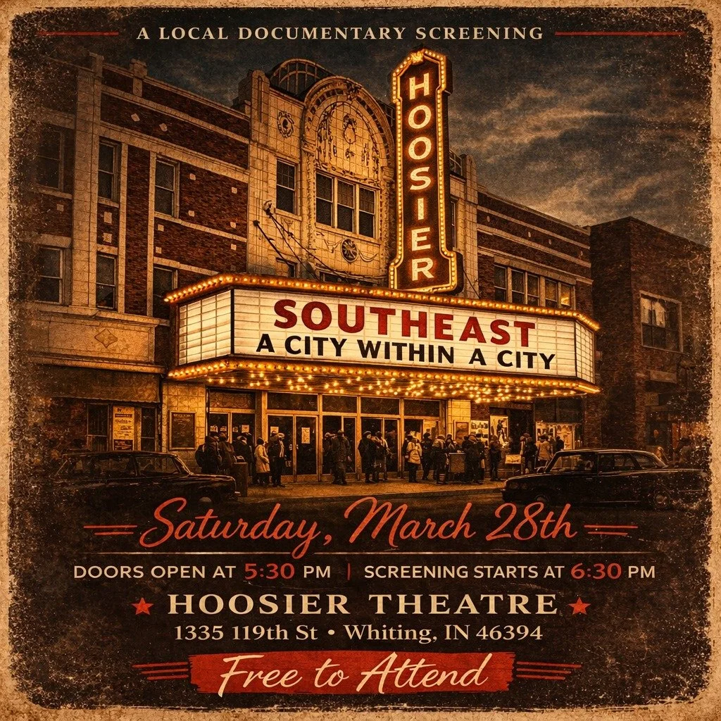 🎬 A story of Chicago&rsquo;s Southeast Side &mdash; on the big screen.

Join us for a free special community screening of the documentary:
SOUTHEAST: A City Within a City

📍 Hoosier Theatre @hoosiertheatre 
 1335 119th St, Whiting, IN

📅 Saturday,