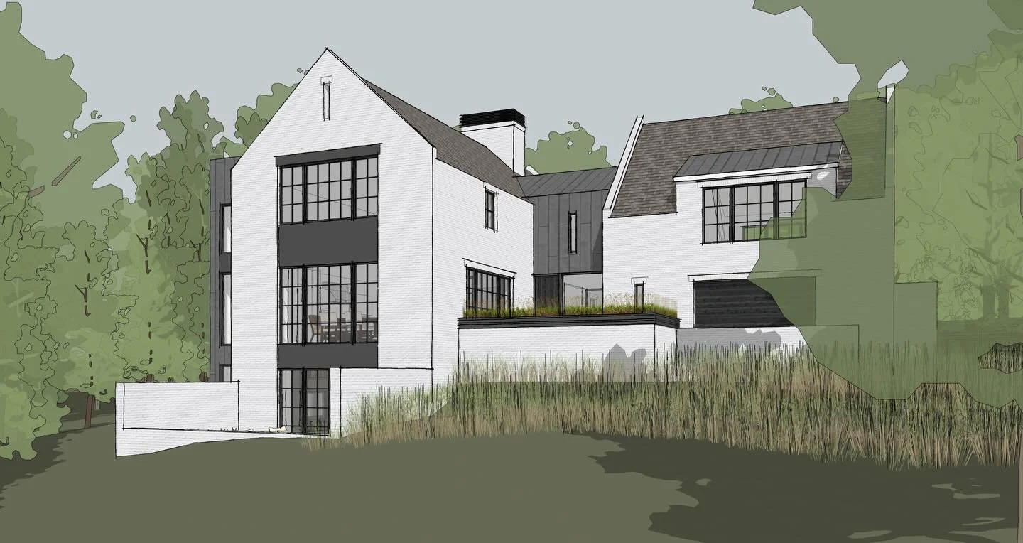 A study in balance.

Simple volumes, restrained materials, and a quiet transition at the center&mdash;bringing form, light, and landscape together.

From approach to rear terrace, each moment is part of a larger composition.

A current design on the 