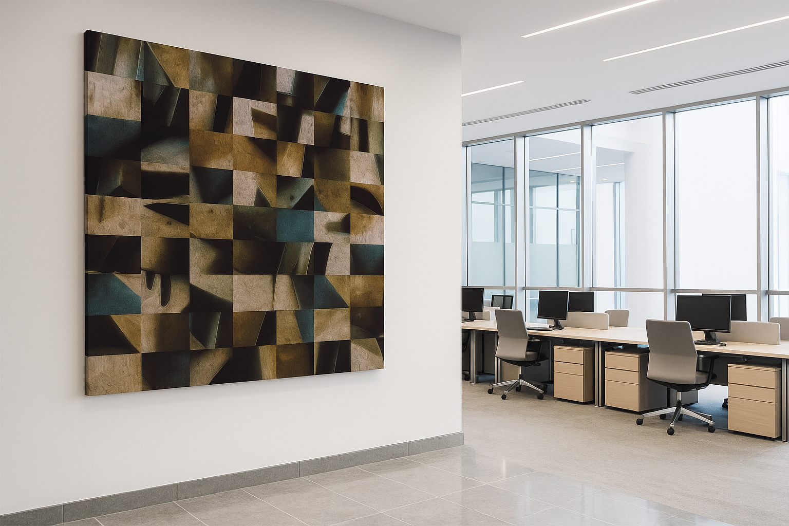 Modern Office with Abstract Wall Art.png