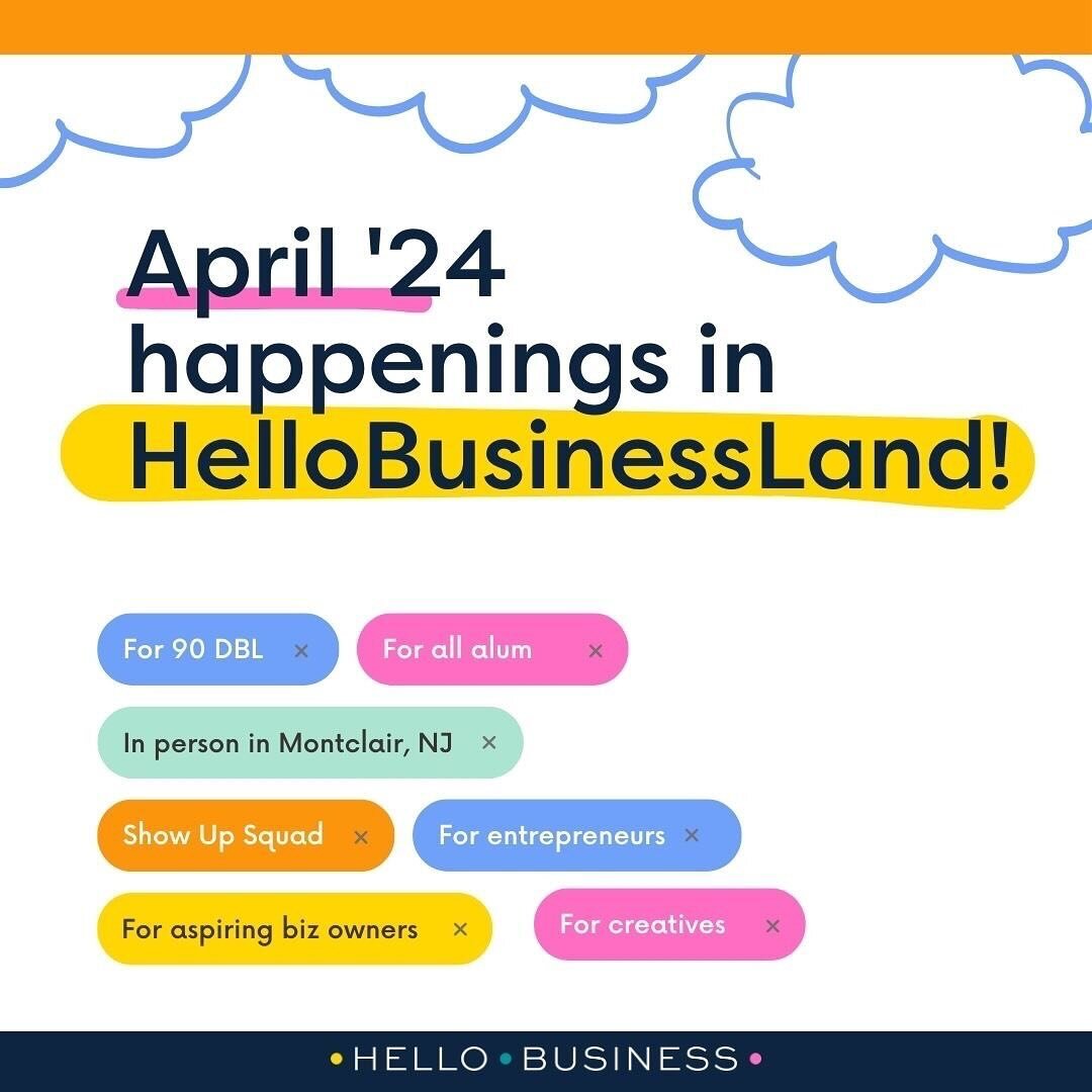 I know it&rsquo;s not April yet, but there&rsquo;s so much going on in HelloBusinessLand next month (lots of it $0!) that I had to post it early! 🗓️
⠀⠀⠀⠀⠀⠀⠀⠀⠀
You can swipe through to get the lay of the land (&amp; head to the link in my bio to chec