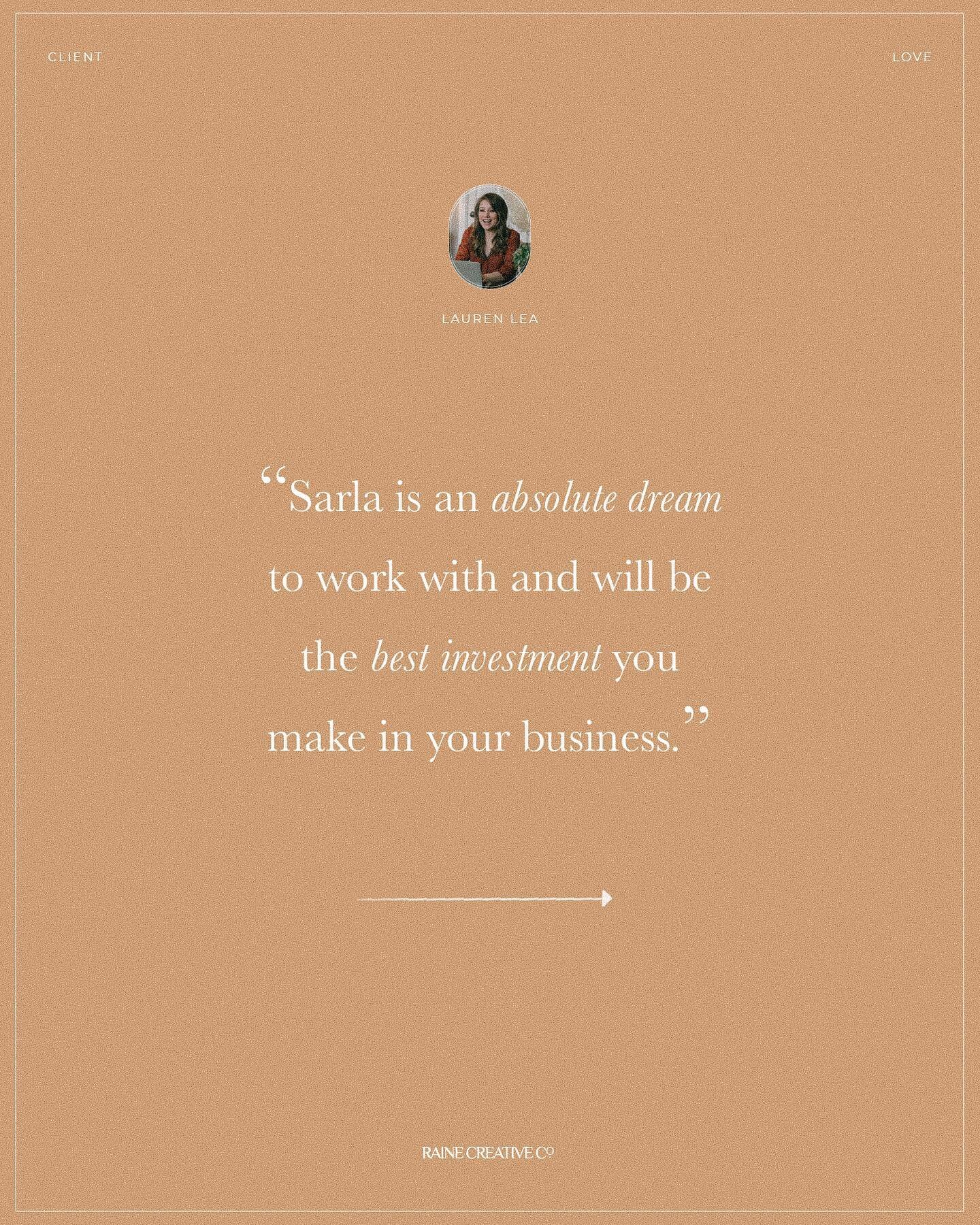Client love notes absolutely warm my heart 🥺

It is truly a pleasure to be a part of my clients' entrepreneurship journeys and align their purpose with their brands.

@laurenleaobm 's kind words means so much:

&quot;Sarla is an absolute dream to wo