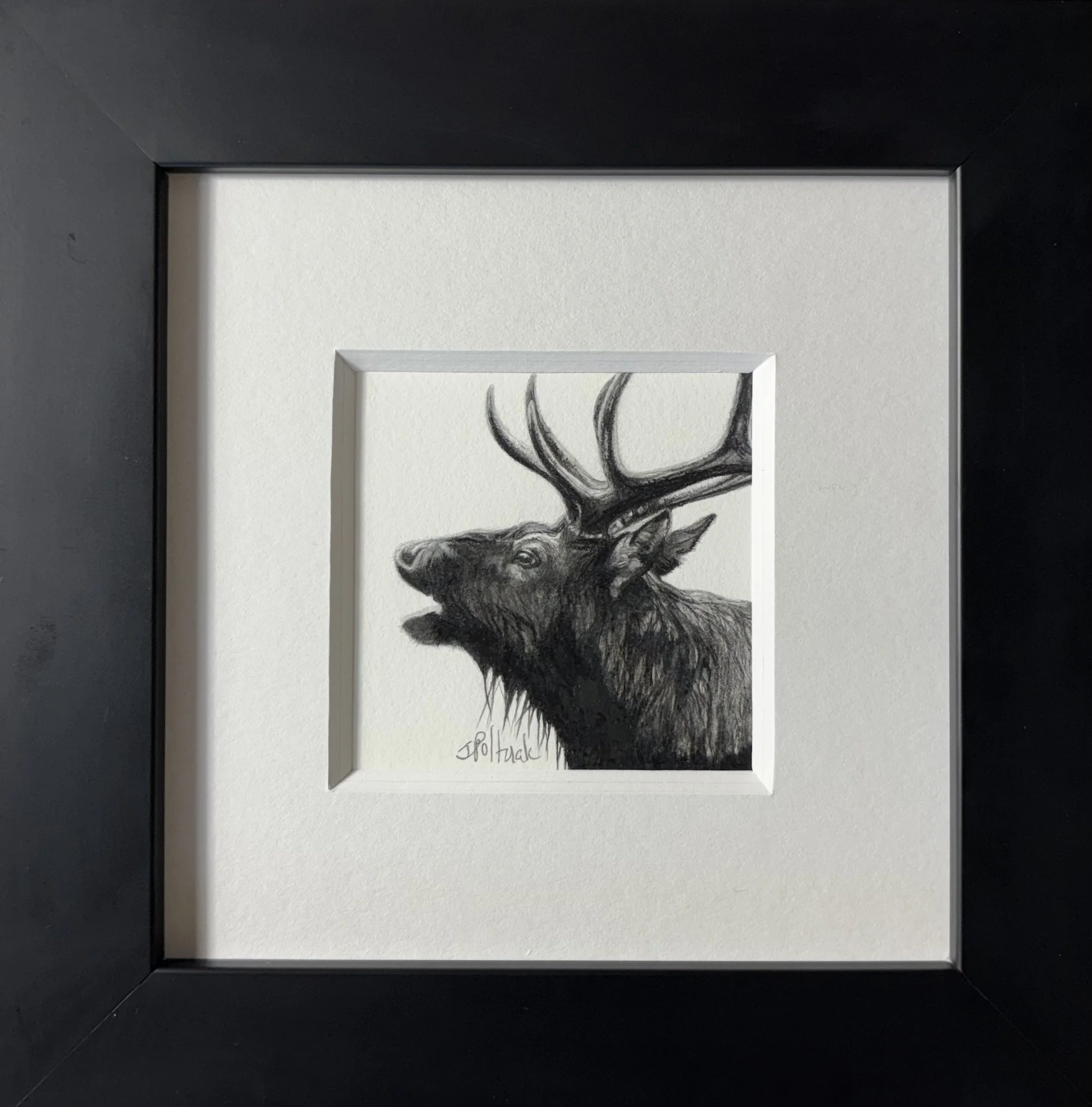 2025 - "Mini Elk", 7 3/4" x 7 3/4" (framed), AVAILABLE