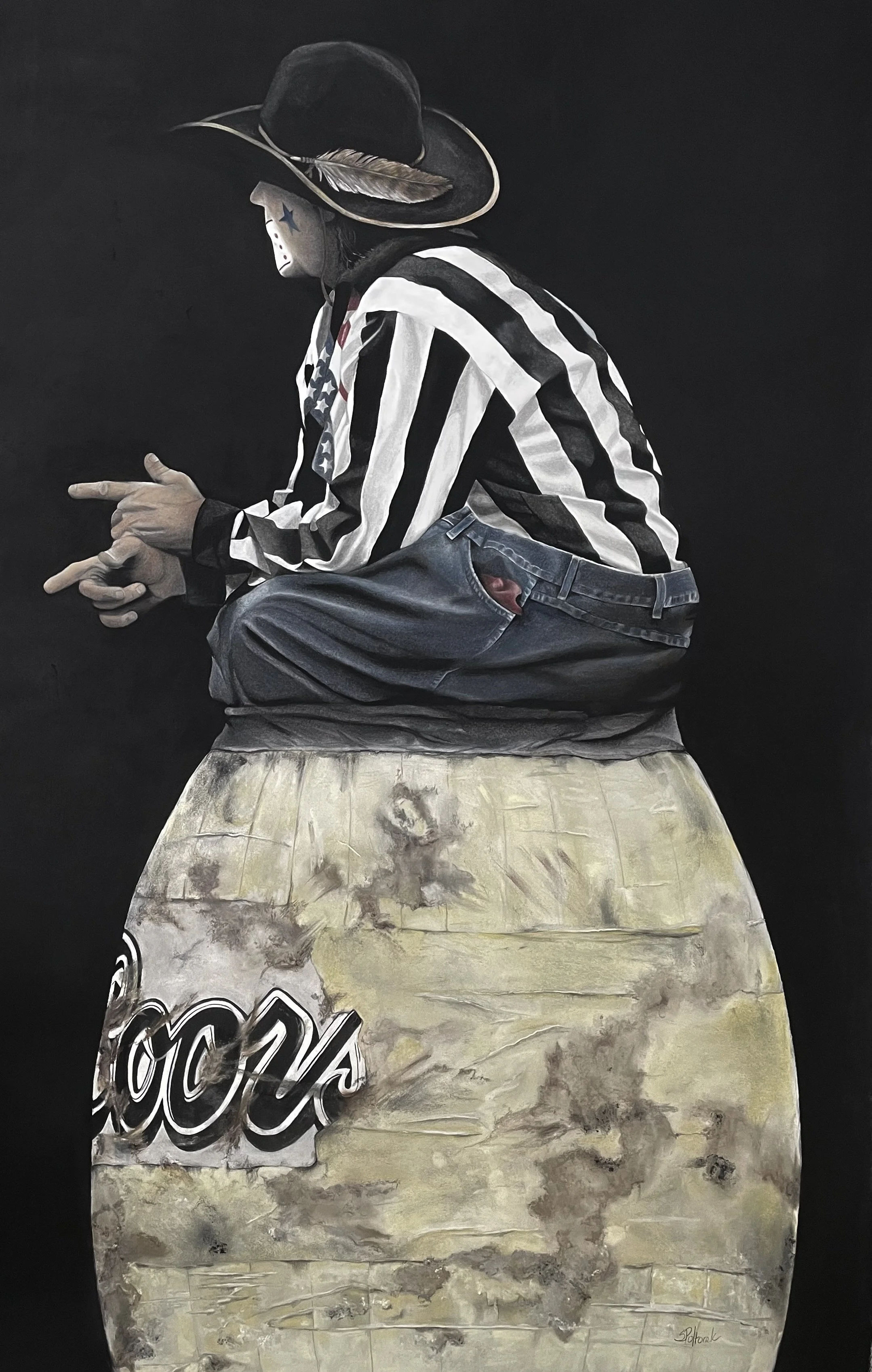 2022 - "Stars and Stripes"/Pencil, Pastels, Charcoal, 64" x 47" Framed, SOLD