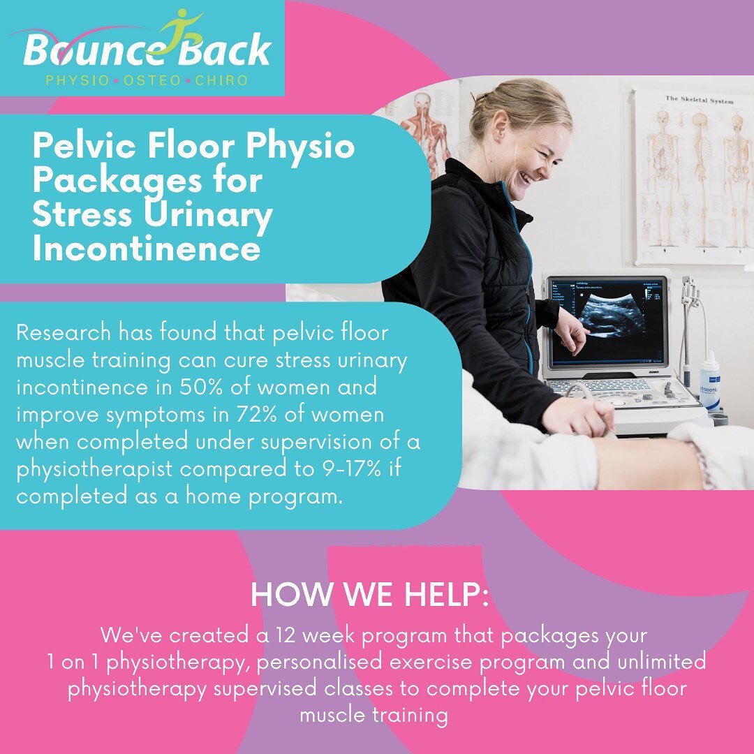 ✨ Stress Urinary Incontinence ✨

👉🏼 Did you know that pelvic floor muscle training can cure stress urinary incontinence in 50% of women?! (And improve symptoms of 72% when completed under supervision of a Physiotherapist!) 
 
We are SO excited to a