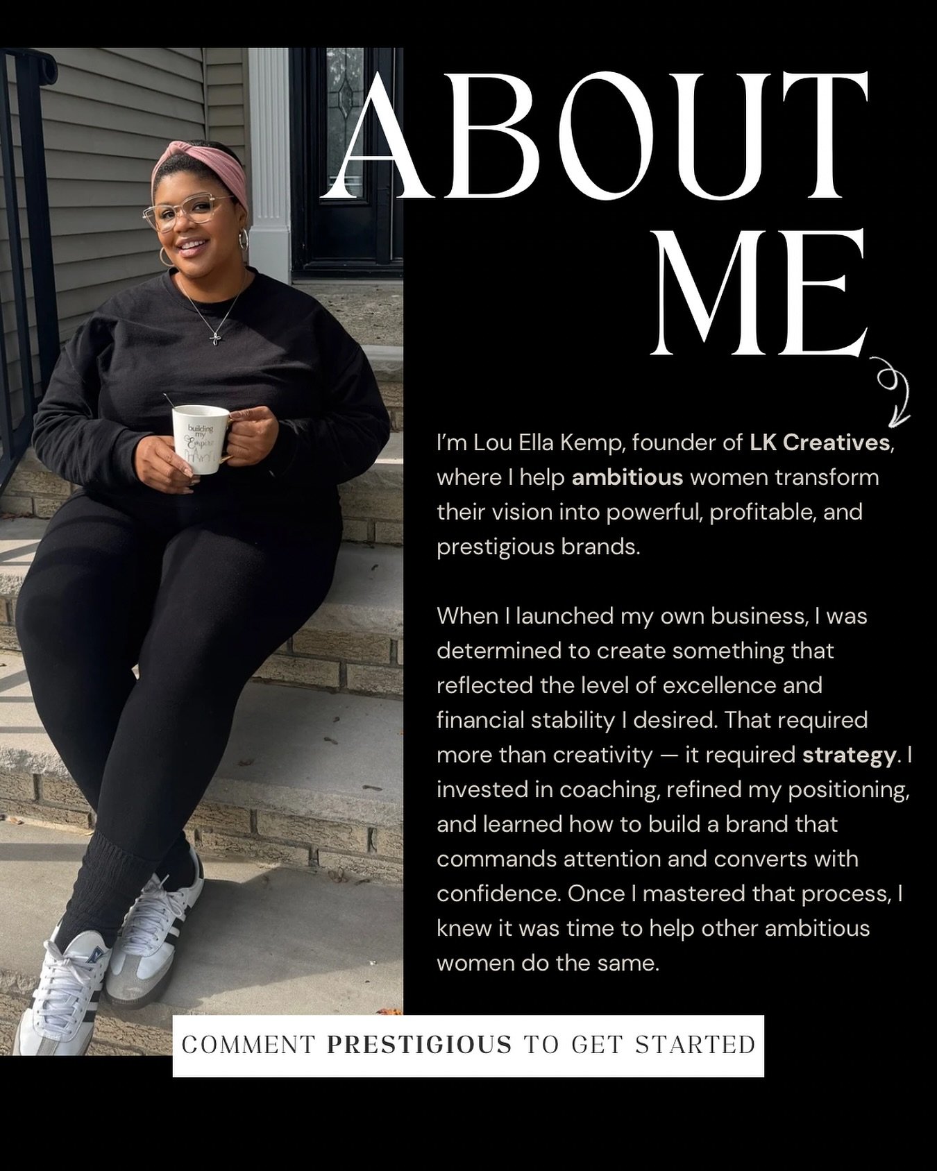 I&rsquo;m Lou Ella Kemp, founder of LK Creatives ✨ I help ambitious women turn their vision into prestigious, profitable brands.

When I launched my business, I realized that creativity alone wasn&rsquo;t enough &mdash; building a brand that commands
