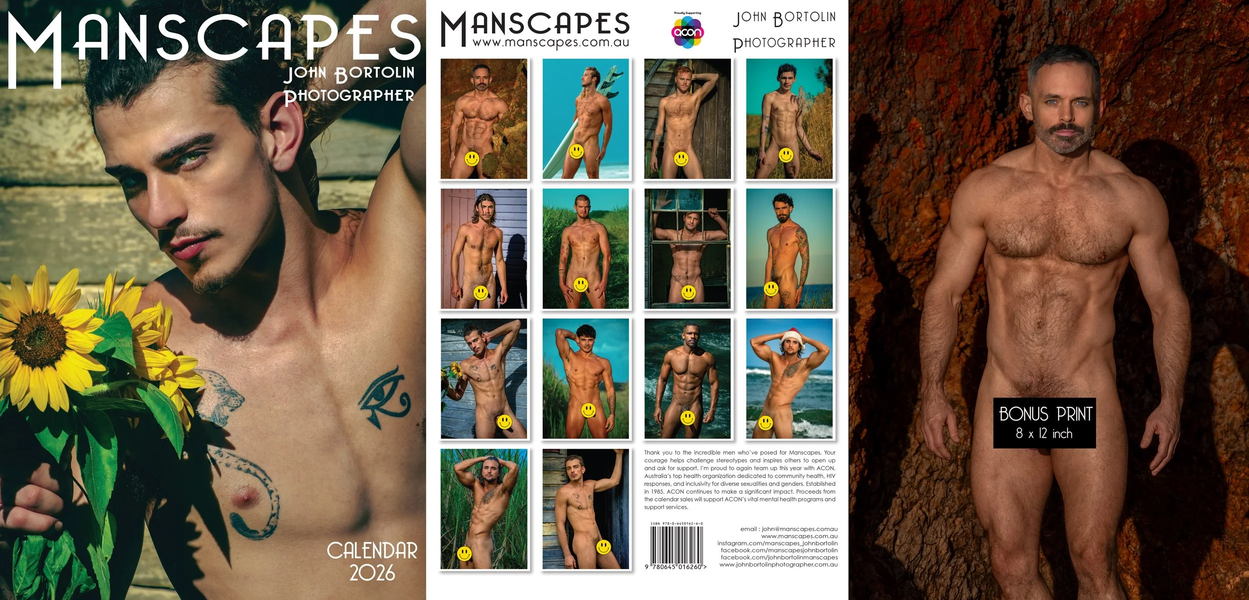 MANSCAPES 2026 HARRY CALENDAR COVER PRE SALES + FREE BONUS 8 x 12" PRINT OF DAVE