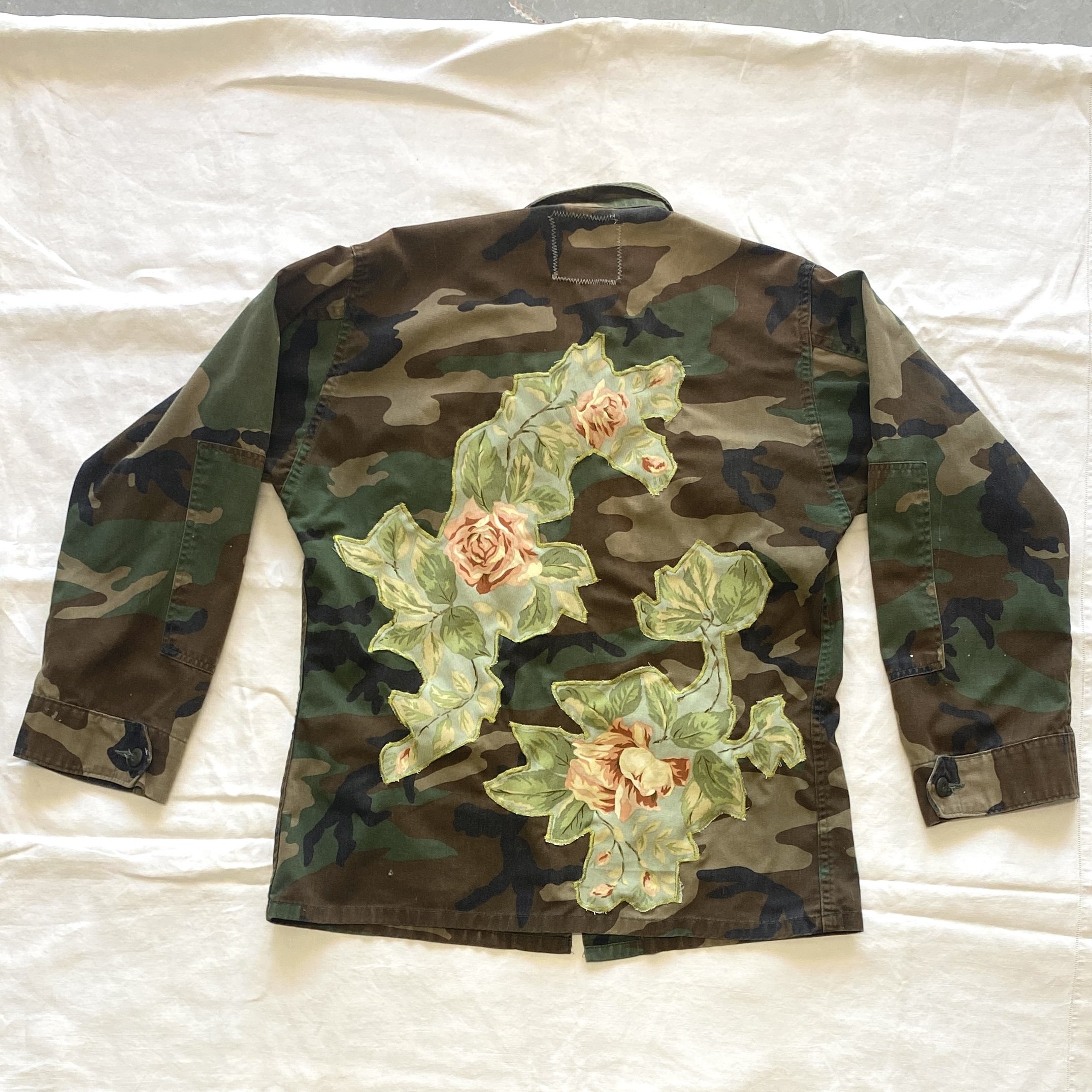 Flowers>War Patched Military Jacket
