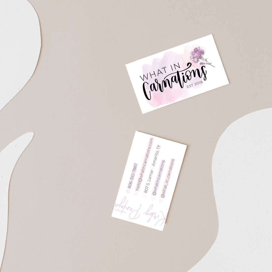 @what_in_carnations asked for a redesign of their business cards.  I'm kind of obsessed!!