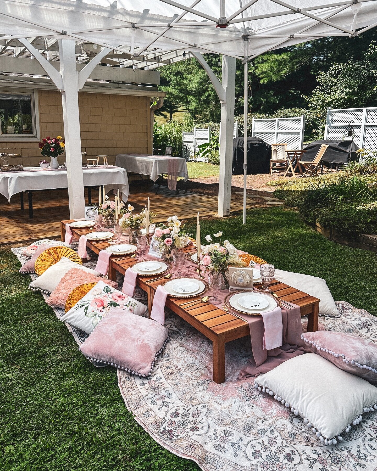 A picturesque setting for Alisanne's journey to 'I do.' 💖✨ #bridalparty #picnicparty #idocrew #pinknic
