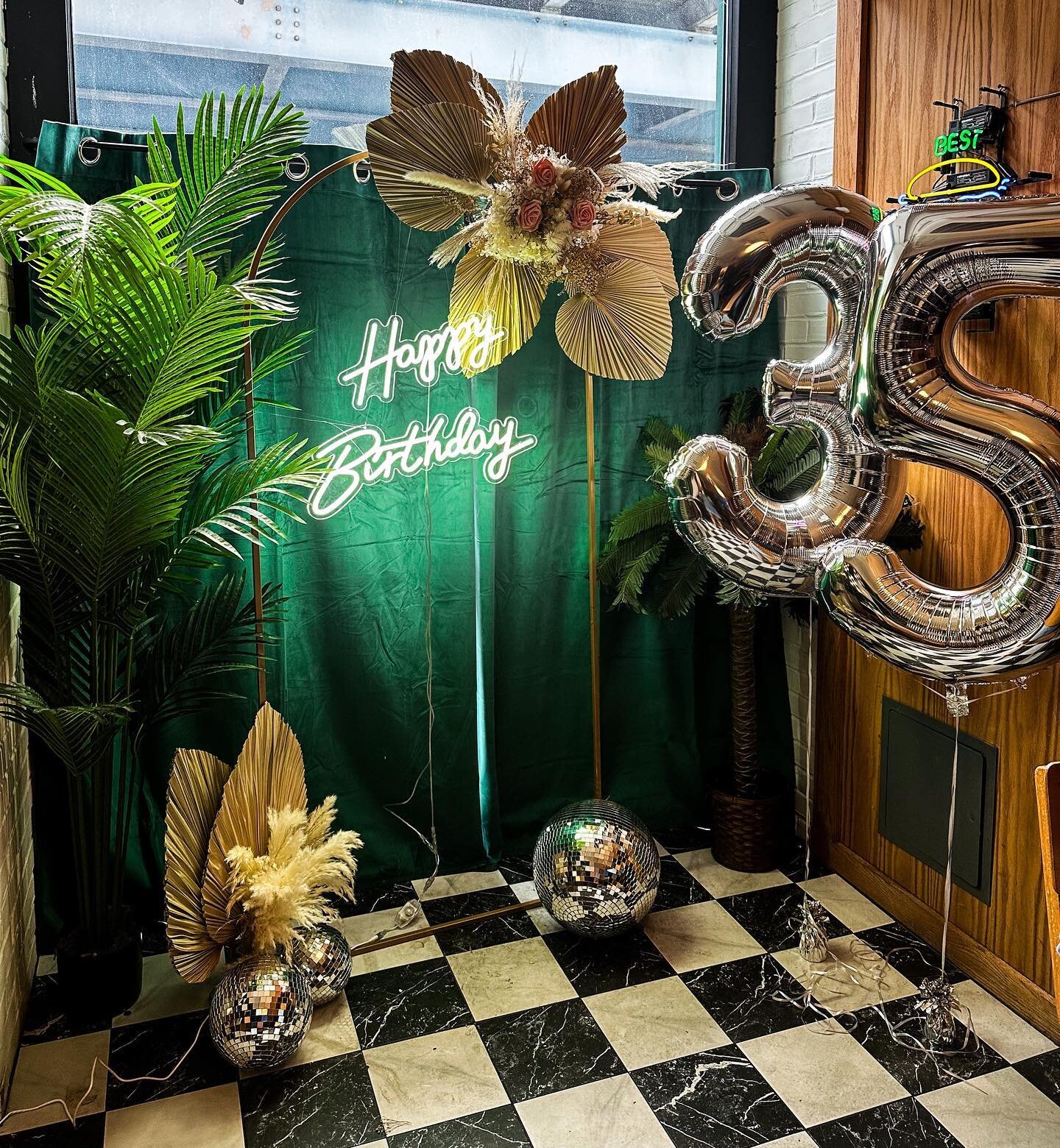 Throwing it back to Nancy&rsquo;s 35th birthday at @middlechildclubhouse 🪩🌿✨💚