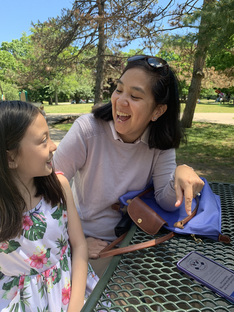 Dancing Panda founder Deb and her daughter Maddie laughing together