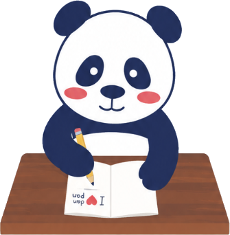 Dancing Panda writing in a notebook