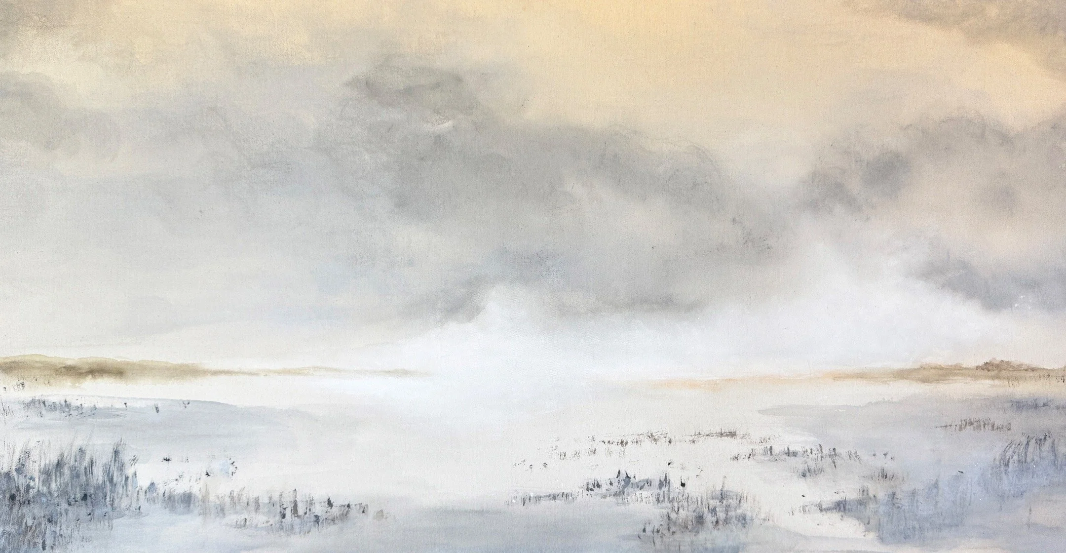 I am delighted to be included in the Rhode Island Watercolor Society&rsquo;s show, &quot;Monochromatic&quot;. My painting , &ldquo;Incoming Fog&rdquo;, fits the description. Acrylic on raw canvas, 24x48&quot;