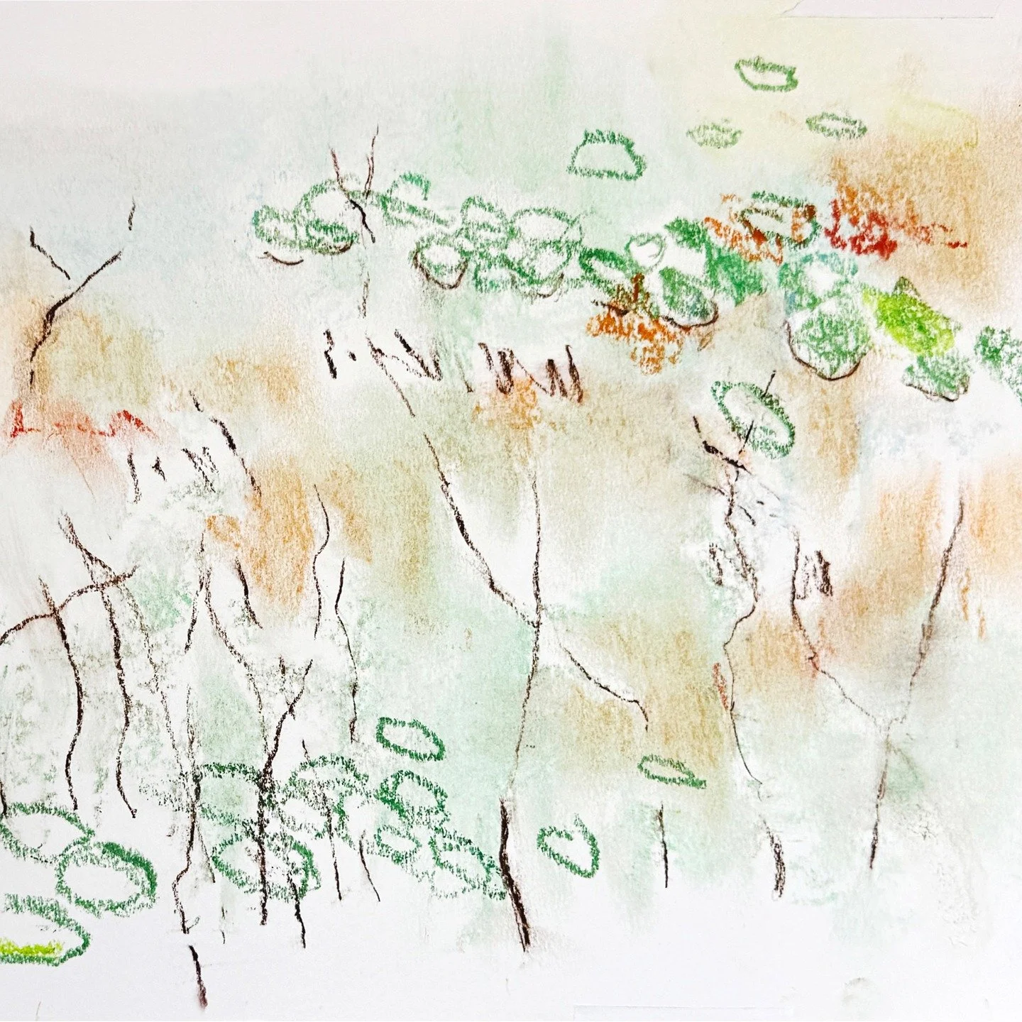 Playing around in oil pastels. Anne's meadow- fun!