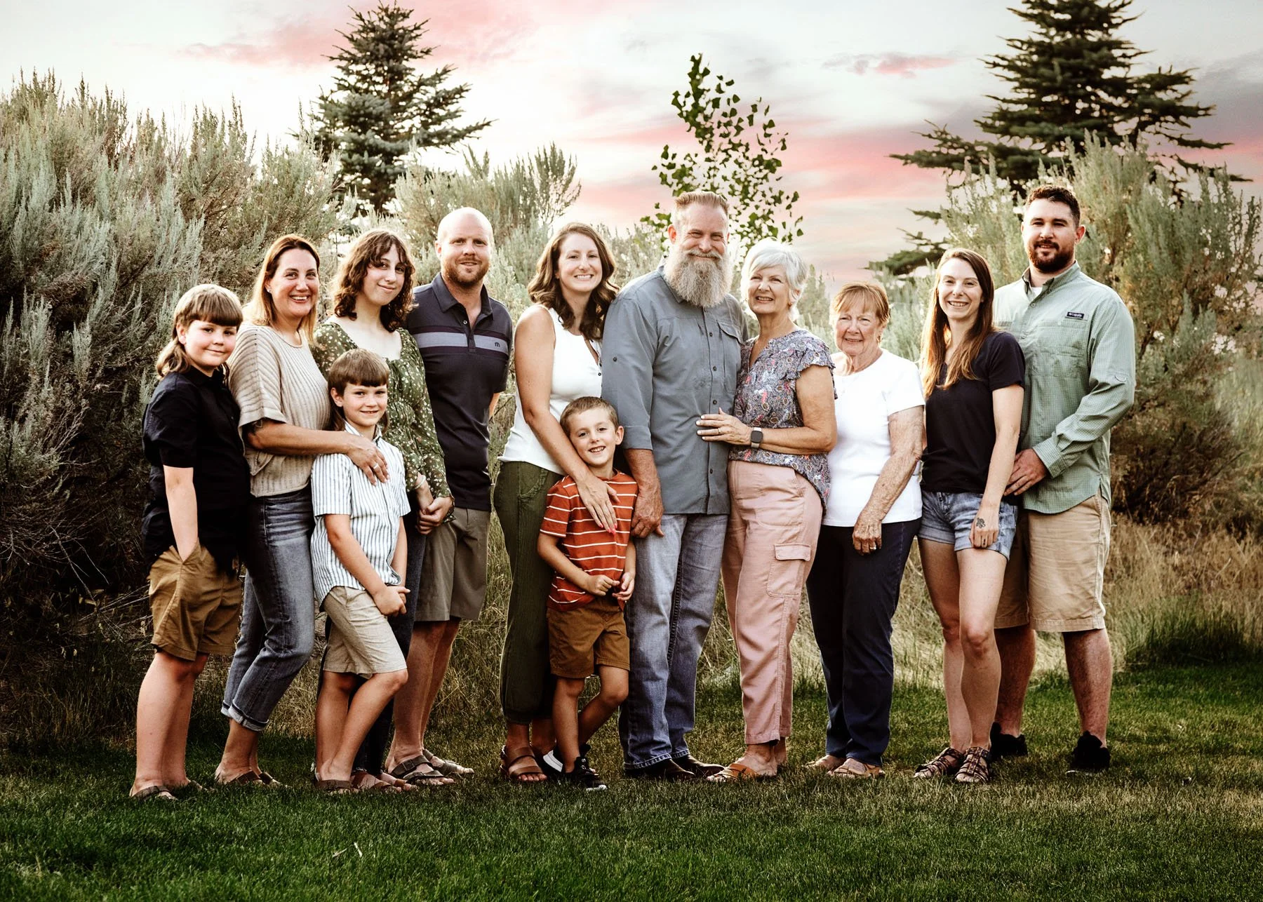 Candid moment of family interacting during outdoor photography