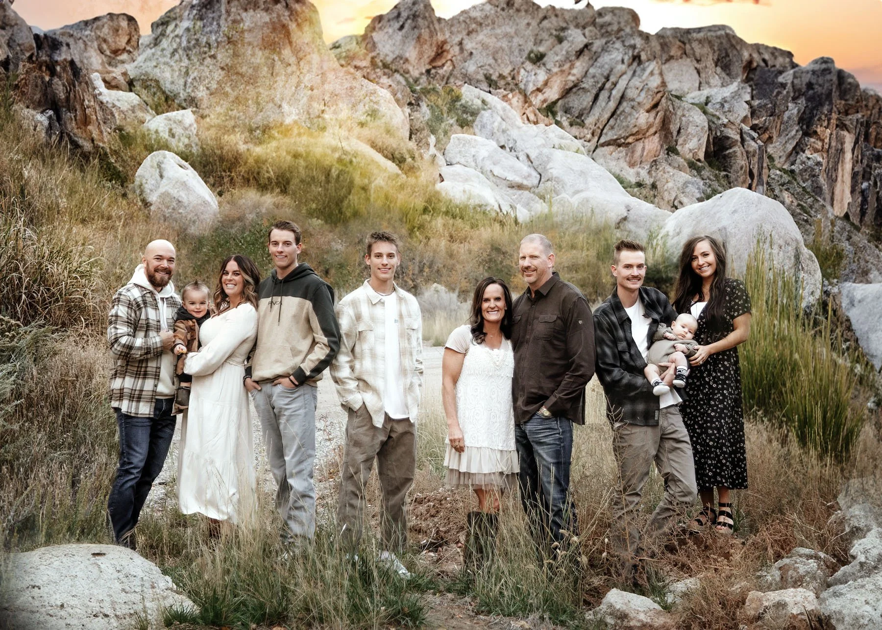 Children exploring bold rocks during family photography session