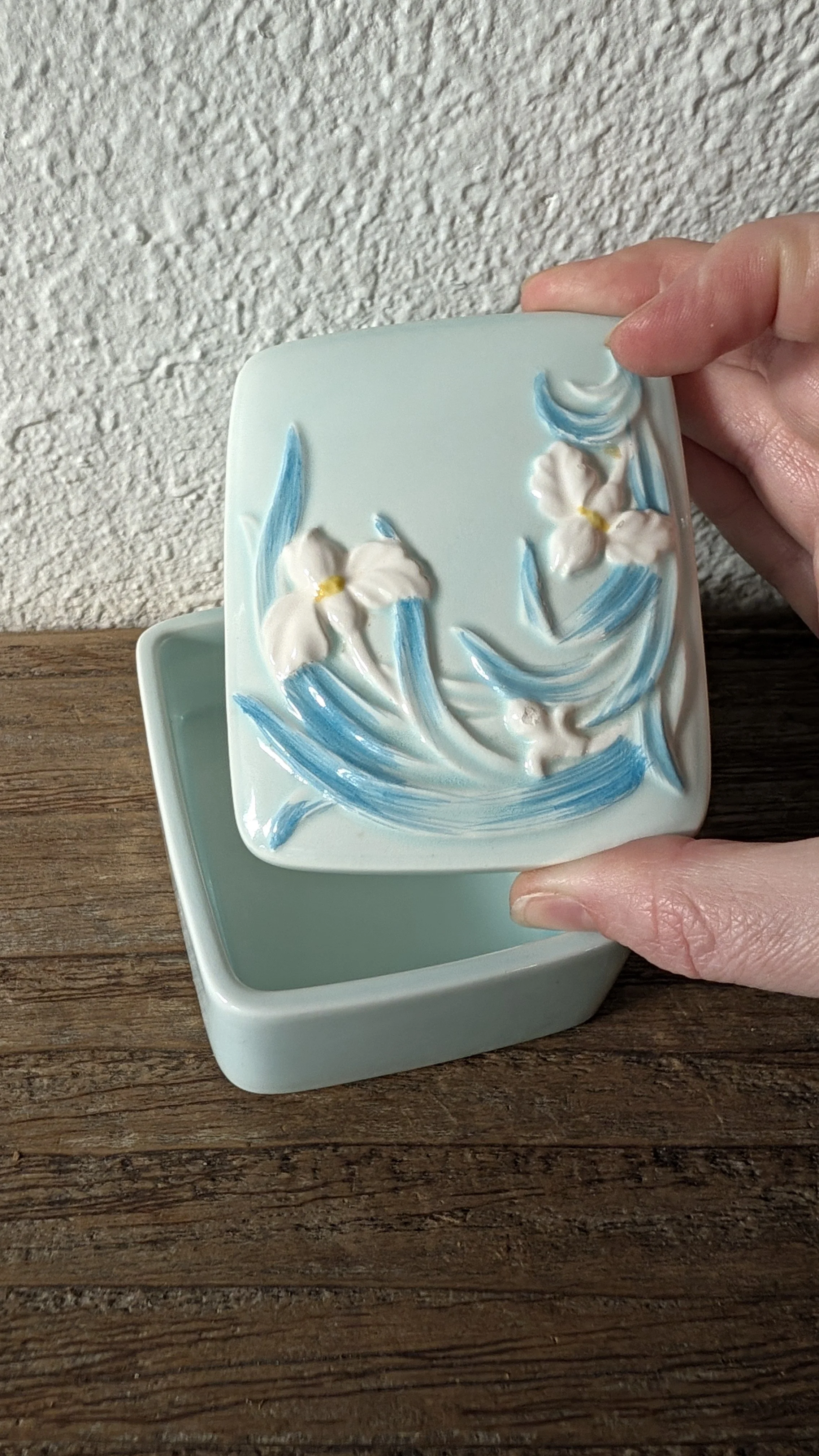 Vintage Japanese Iris Trinket Box , I.W. Rice