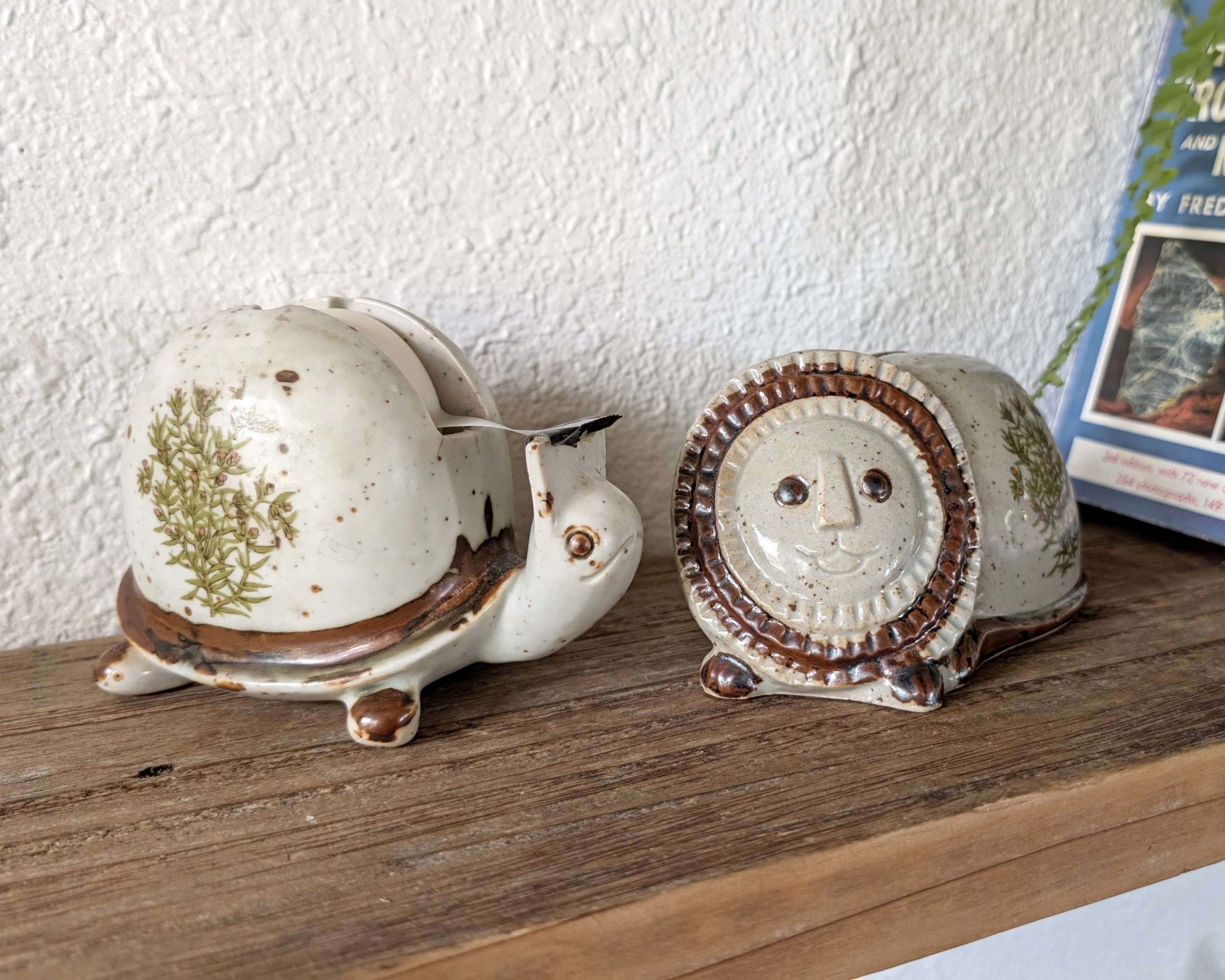Vintage Japanese Snail Tape Dispenser and Lion Bank