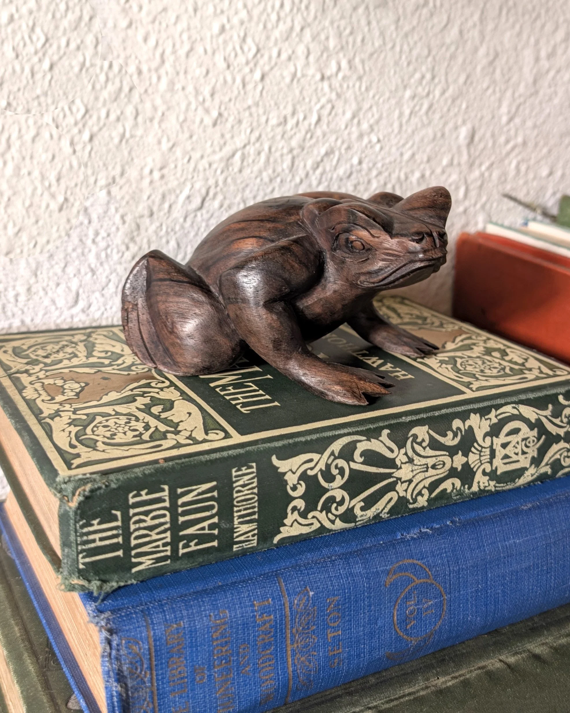 Vintage Hand-Carved Wooden Frog from Indonesia