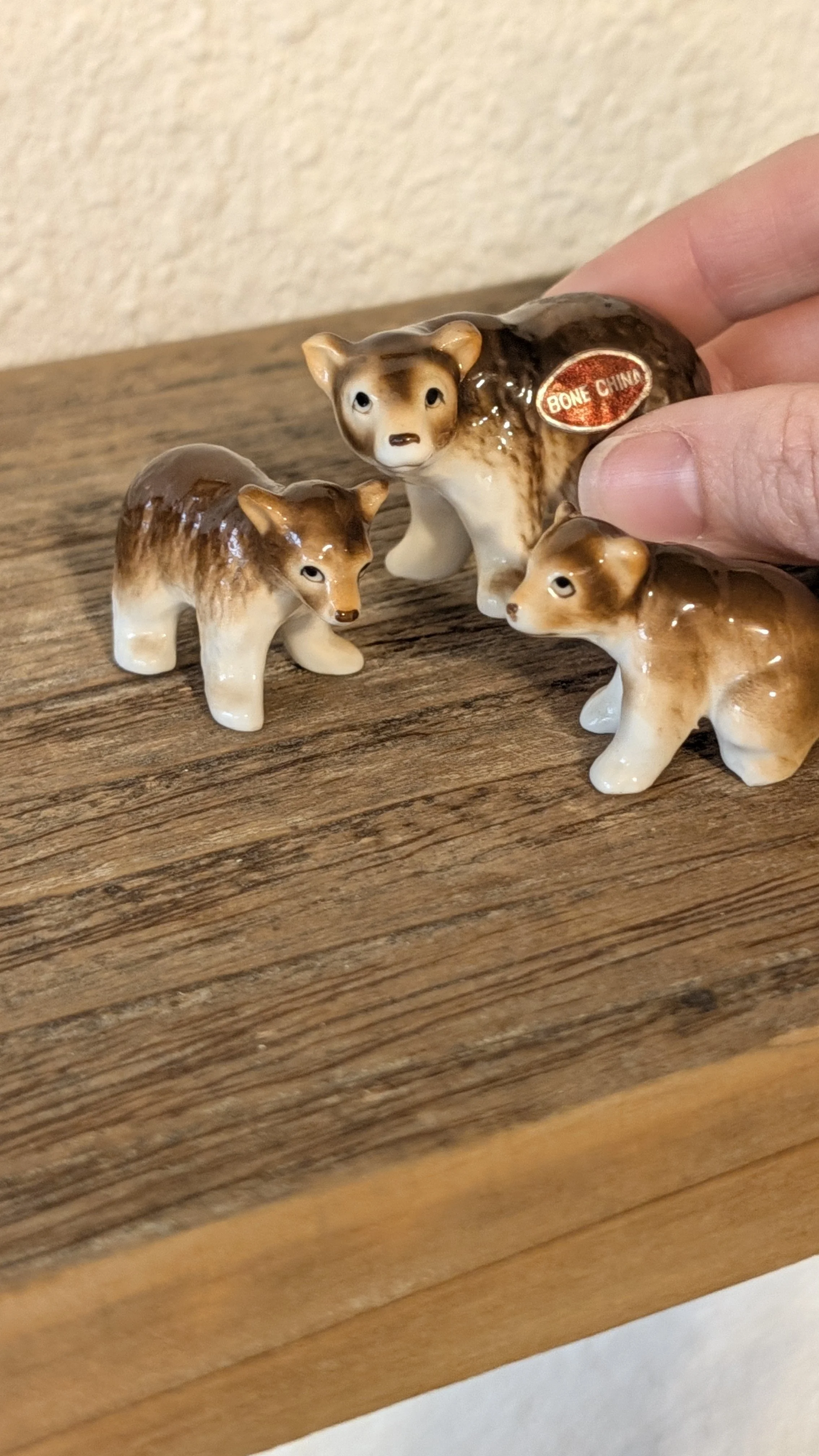 Vintage Japanese Bone China Bear Trio