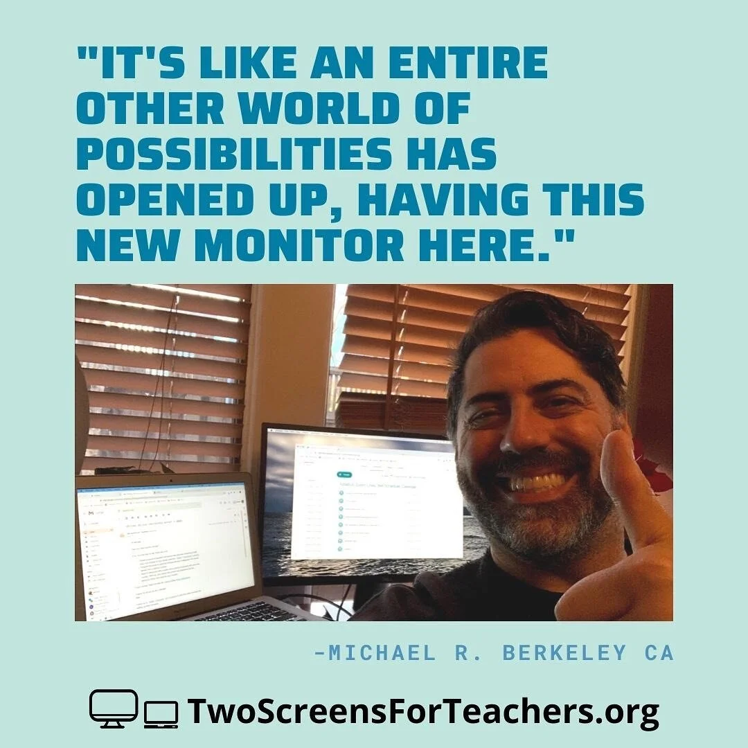 Your gift of a second monitor will have a huge impact on teachers&rsquo; ability to teach remotely and give their students the best education possible! Give today at the link in our bio. 

#twoscreensforteachers #giveback #studentsmatter #teachersmat