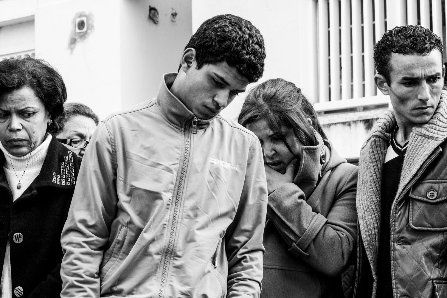 Tunisia. Neighbours os Tunisian politician Chokri Belaid's mourns him at the spot of his assassination outside of his private residence in El Menzah in Tunis on the 6th of February 2013.