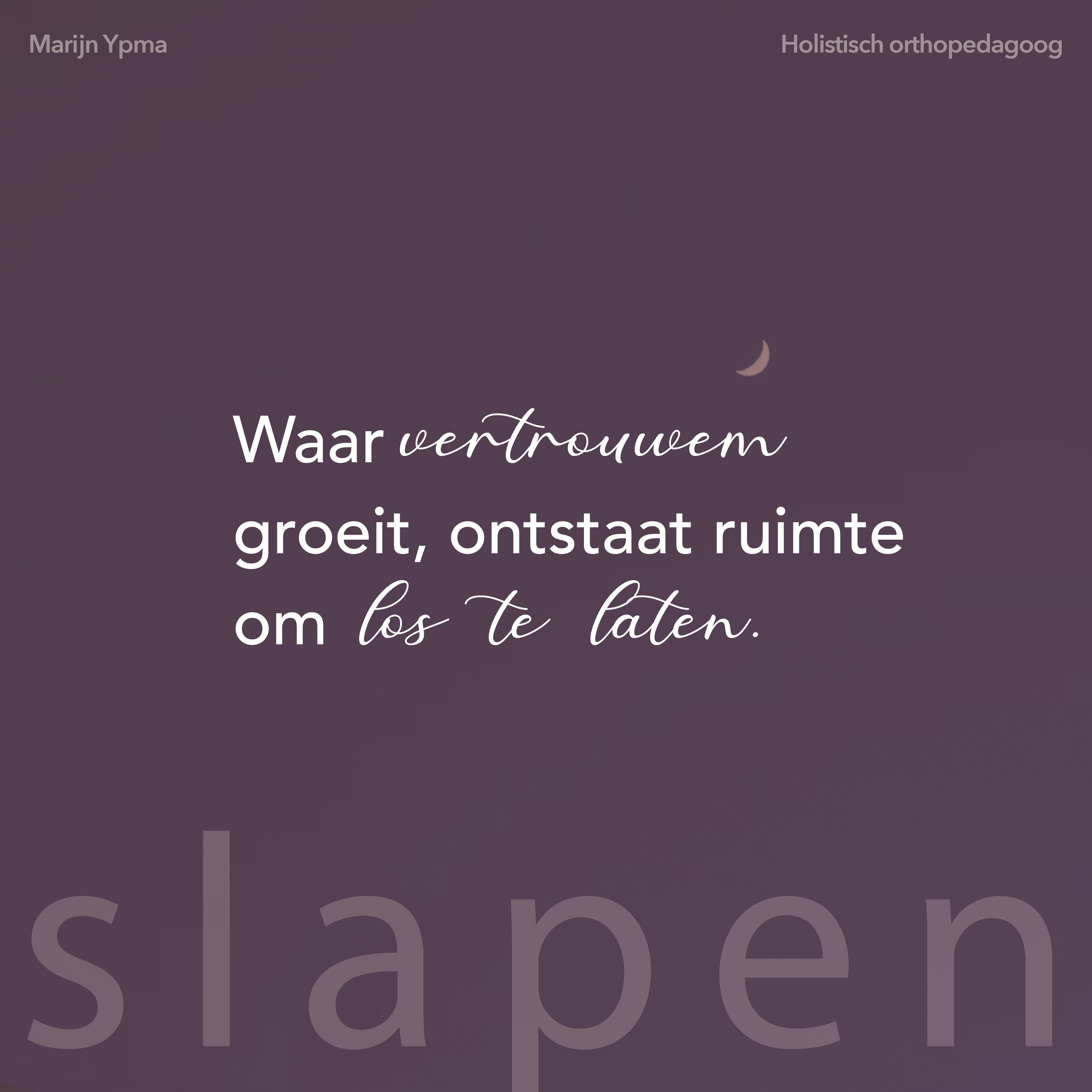 Slapen vraagt niet om controle, maar om vertrouwen