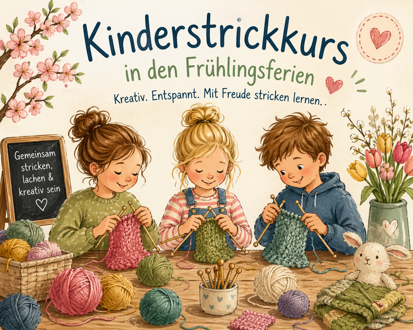 Kinderstrickkurs in den Frühlingsferien – kreativ &amp; spielerisch stricken lernen 