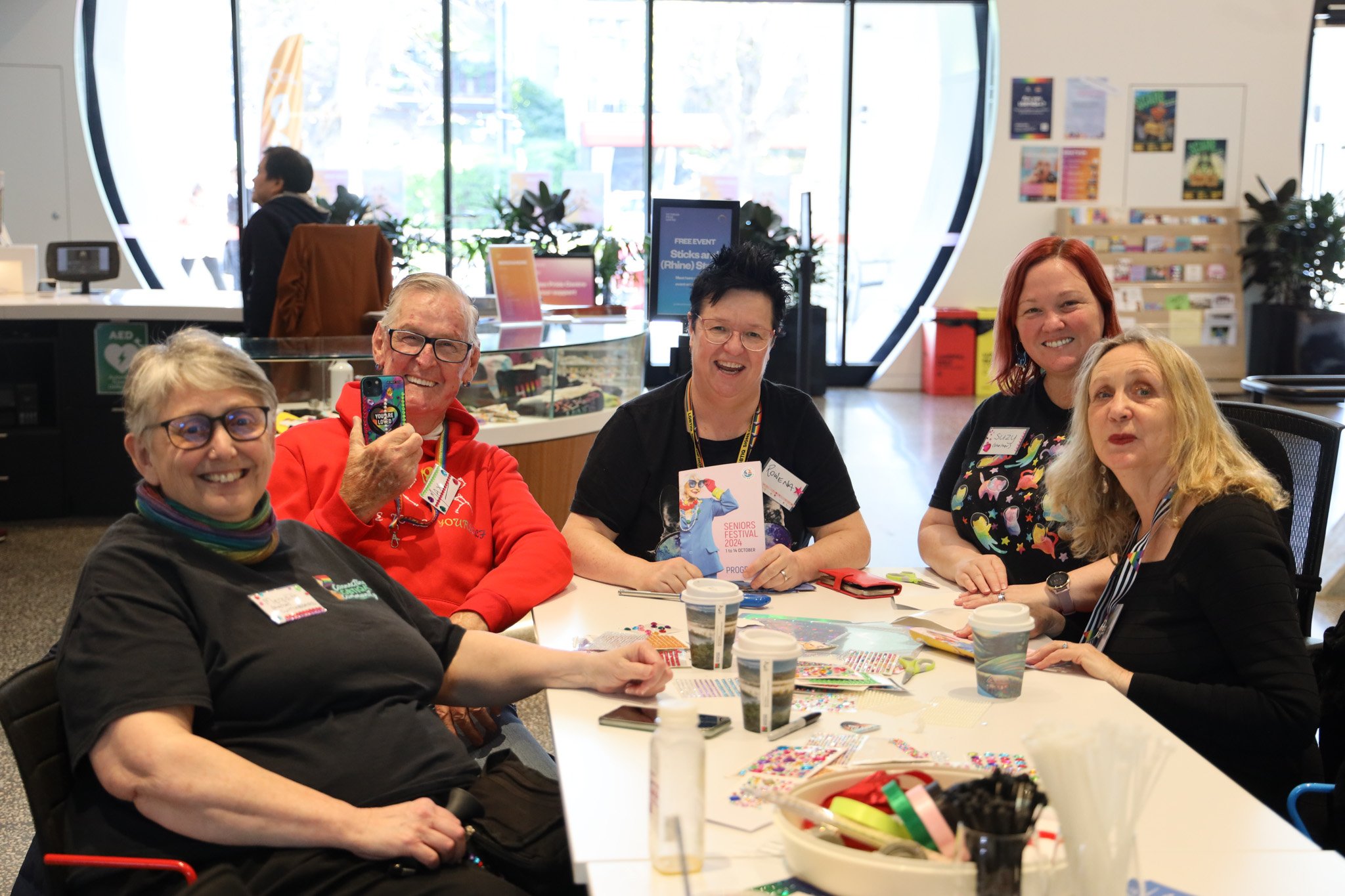 Switchboard Pride in Ageing staff and volunteers at the Victorian Pride Centre Seniors week event.