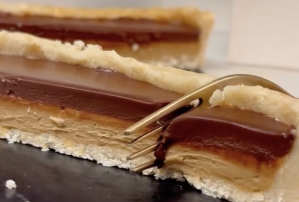 Gf oat milk gold chocolate with espresso infusion dark chocolate ganache layer