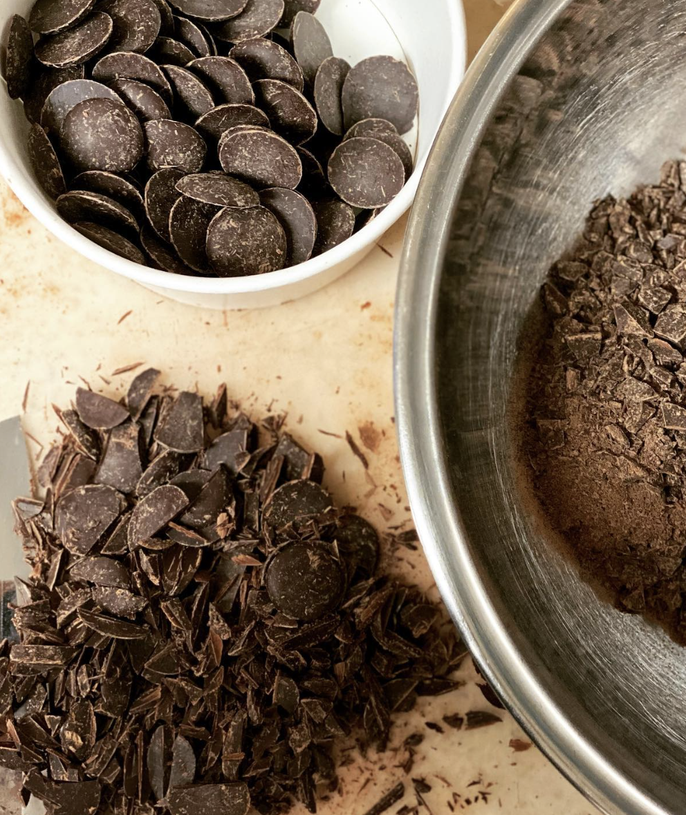 bowl of chocolate wafers crushed and chocolate pieces