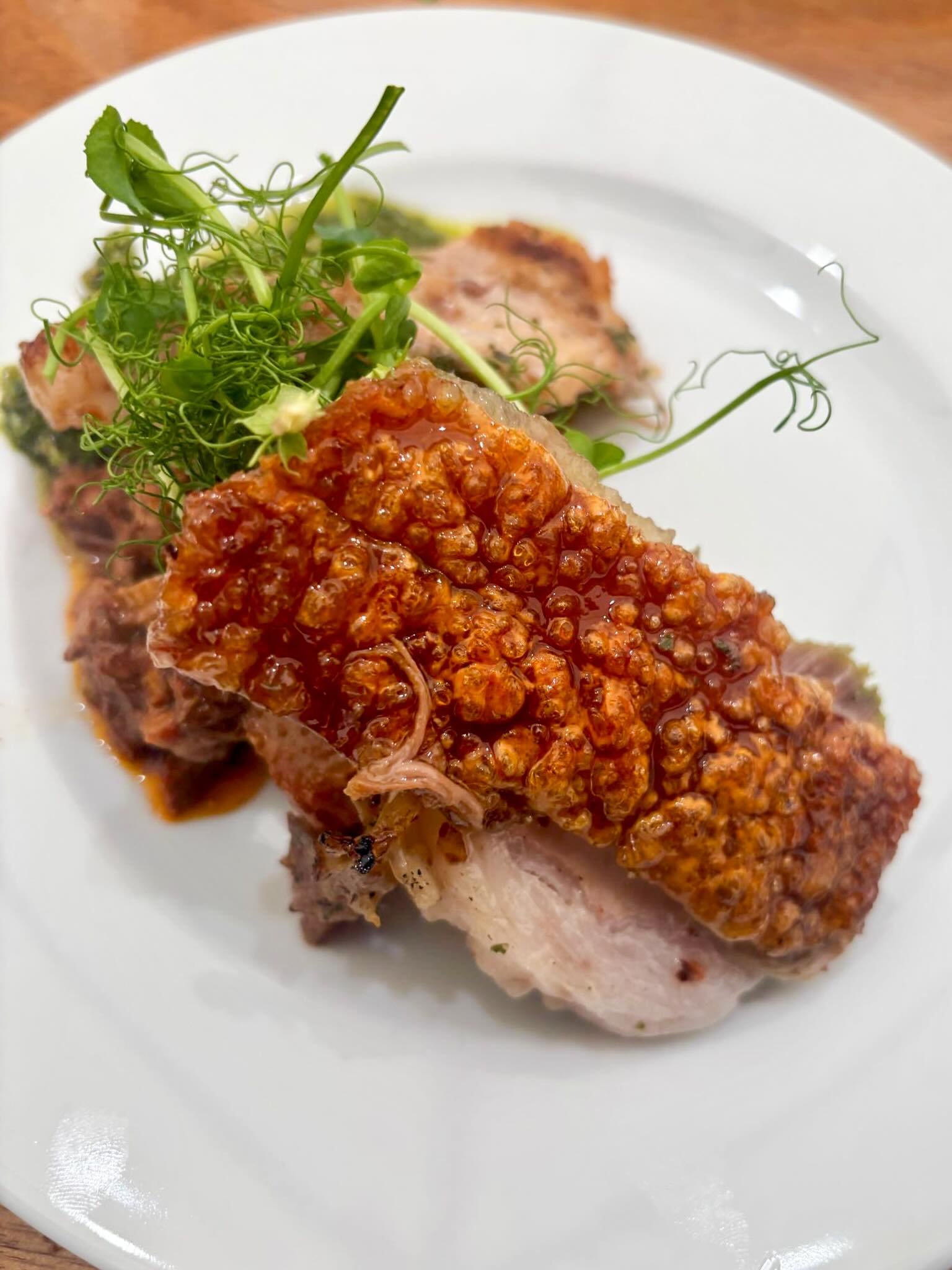 We met Fabian and Cece last year and they threw a curveball at us asking if we could create a menu using pork from their family farm. 

Always up for a challenge, we met the wonderful butcher Dan and the rare breed pigs who have massive grazing pastu