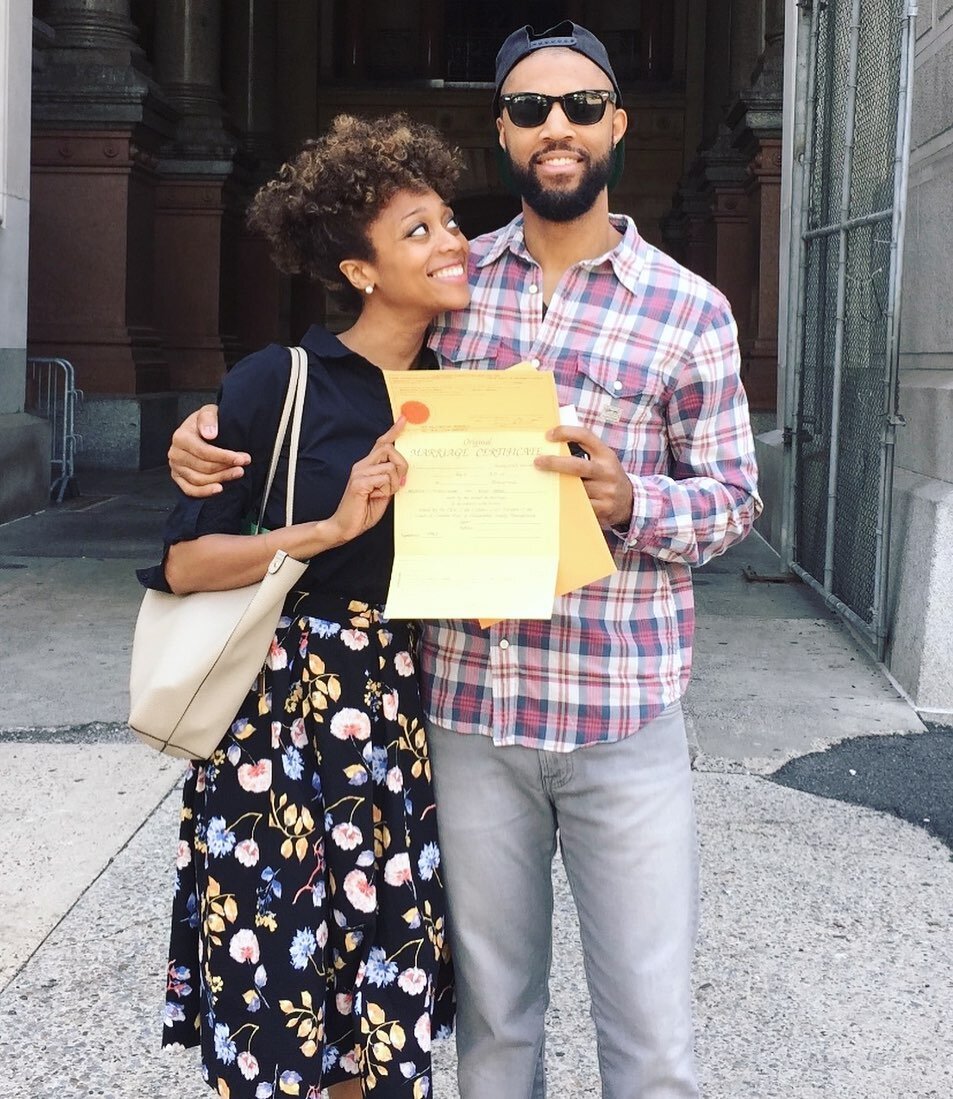 Look at us. Just kids. We had just gotten our marriage license and had to take the typical &ldquo;city hall photo&rdquo; after. @therealreggieb Still looking at you this way. Love you always. 🖤
