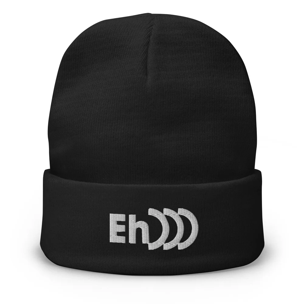 white and black beanie