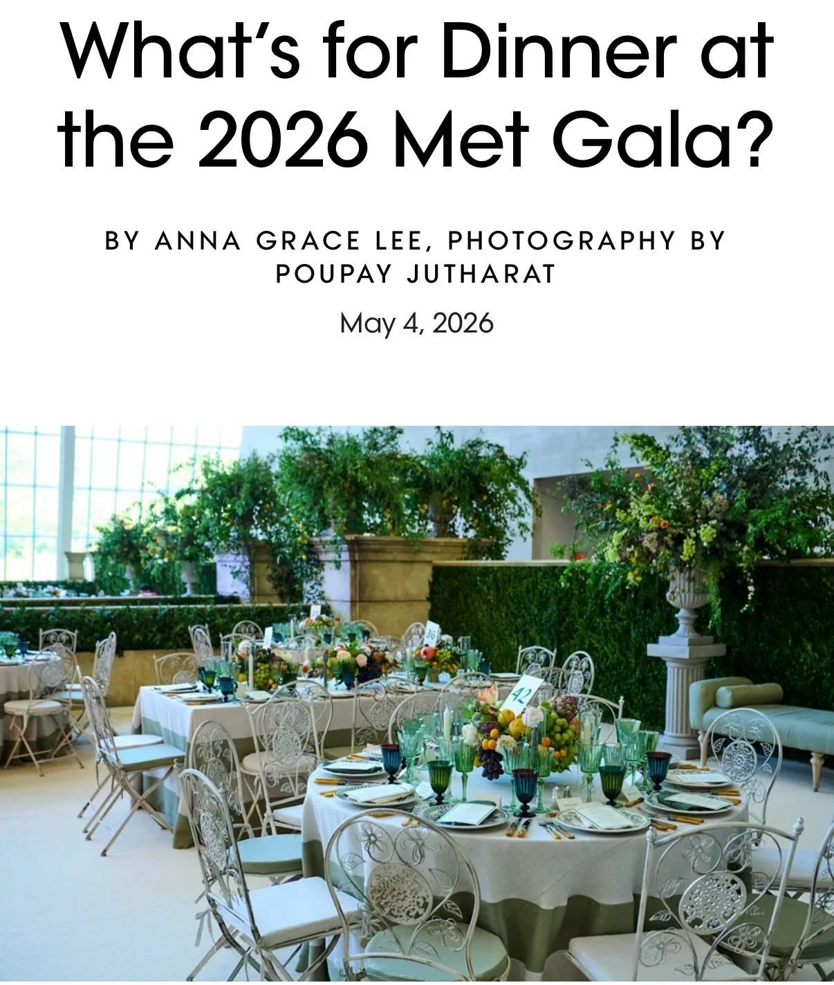 Celebrating another year of collaborating with Vogue and the MET to create a whimsical menu that is  inspired by Northern Italian Gardens and the Exhibition - and thank you Raul Avila for the wonderful tabletop to showcase our cuisine,