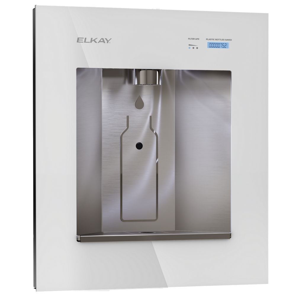 Elkay EZH2O Liv® Pro In-Wall Commercial Filtered Water Dispenser - LBWD2C00WHC: 

Offers touchless, sensor-activated filtered water. It's an elegant hands-free filtered dispenser with laminated flow for hospitality and commercial use in lobbies, conf