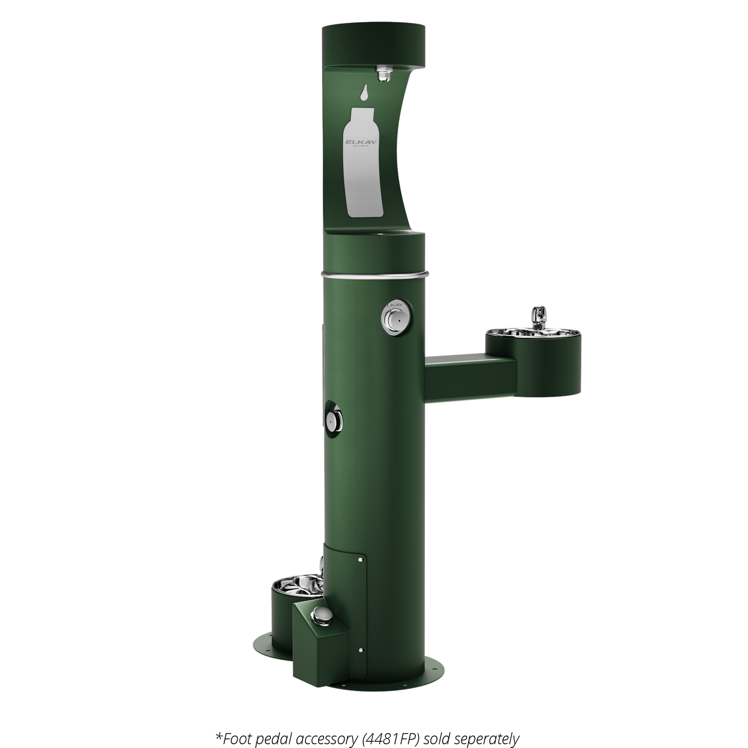 Elkay Outdoor EZH2O® Upper Bottle Filling Station Bi-Level Pedestal with Pet Station Non-Filtered Non-Refrigerated - LK4420BF1UDB: A robust vandal resistant filling station built with 316 marine grade stainless steel with a durable E-Coat finish, mak