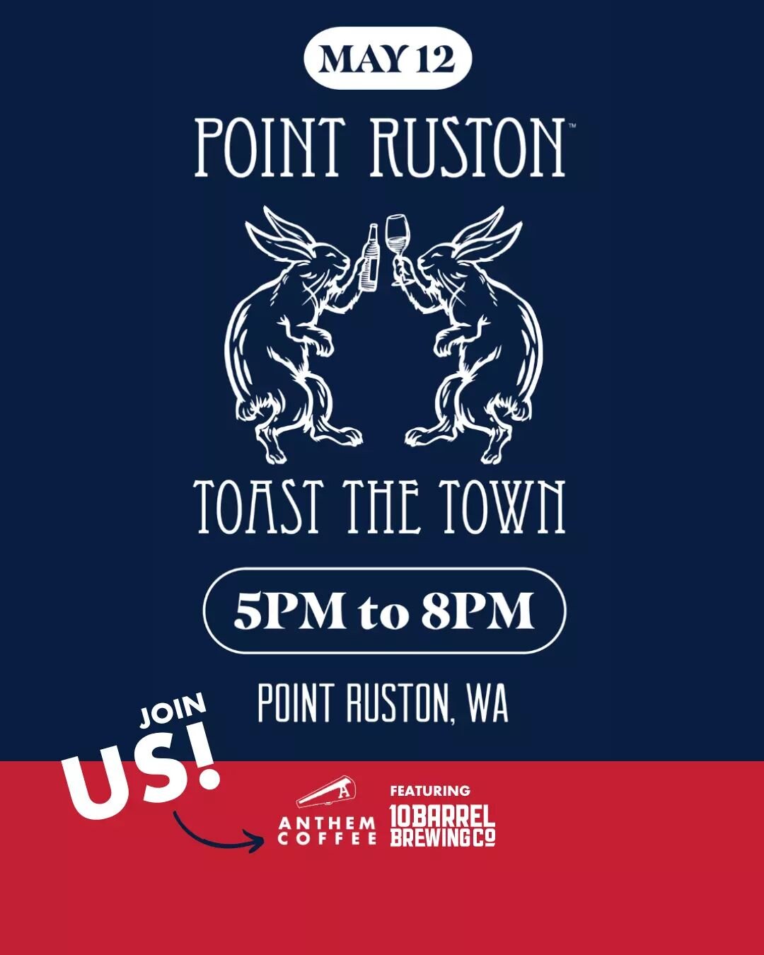 Join @anthemcoffee for Toast the Town at Point Ruston! Make your way around the shops of Point Ruston where participating retailers will be sampling tasty adult beverages All while treating yourself to a little fun to kick off Mother&rsquo;s Day Week