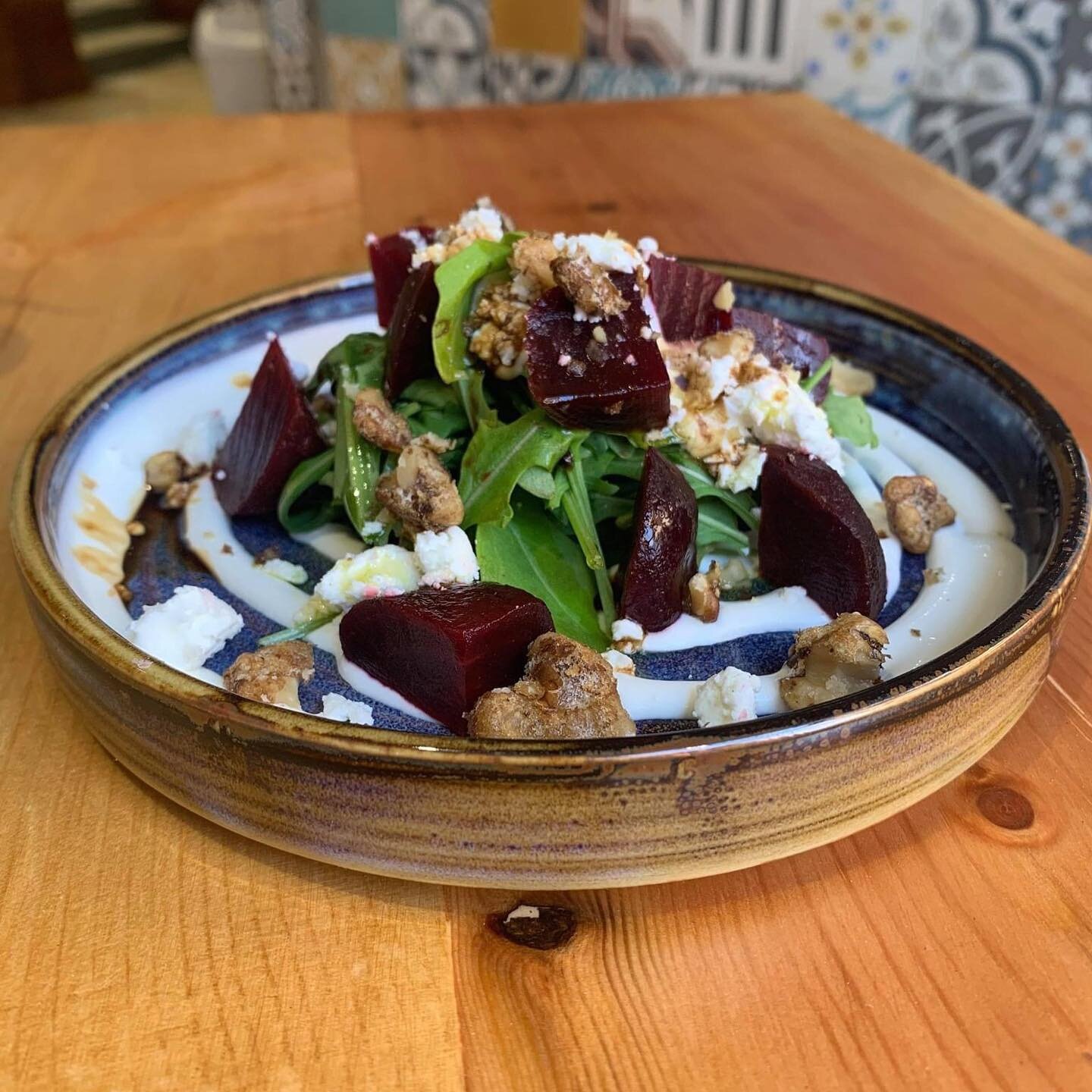 Our goats cheese, beetroot &amp; walnut salad 😍