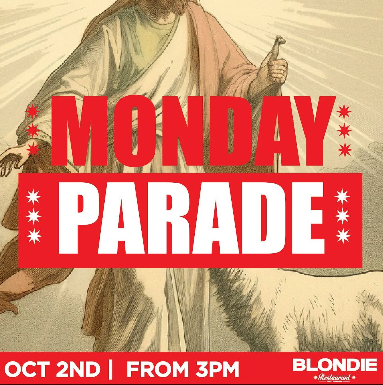 TOMORROW. MONDAY PARADE. OPENS AT 3pm