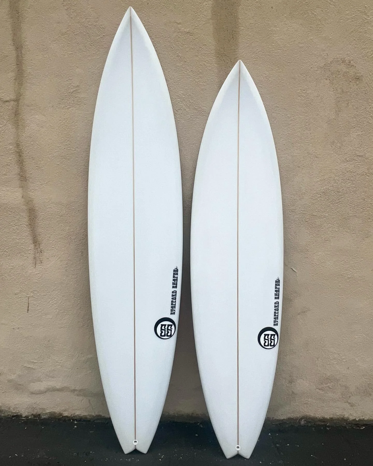 6&rsquo;8&rdquo; and 7&rsquo;4&rdquo; Buddha Steps for @leoferrara1 . 6&rsquo;8&rdquo; with a three fin setup, to be ridden as a thruster or twin plus trailer, and the 7&rsquo;4&rdquo; and a strict quad. The 7&rsquo;4&rdquo; was given some extra flip