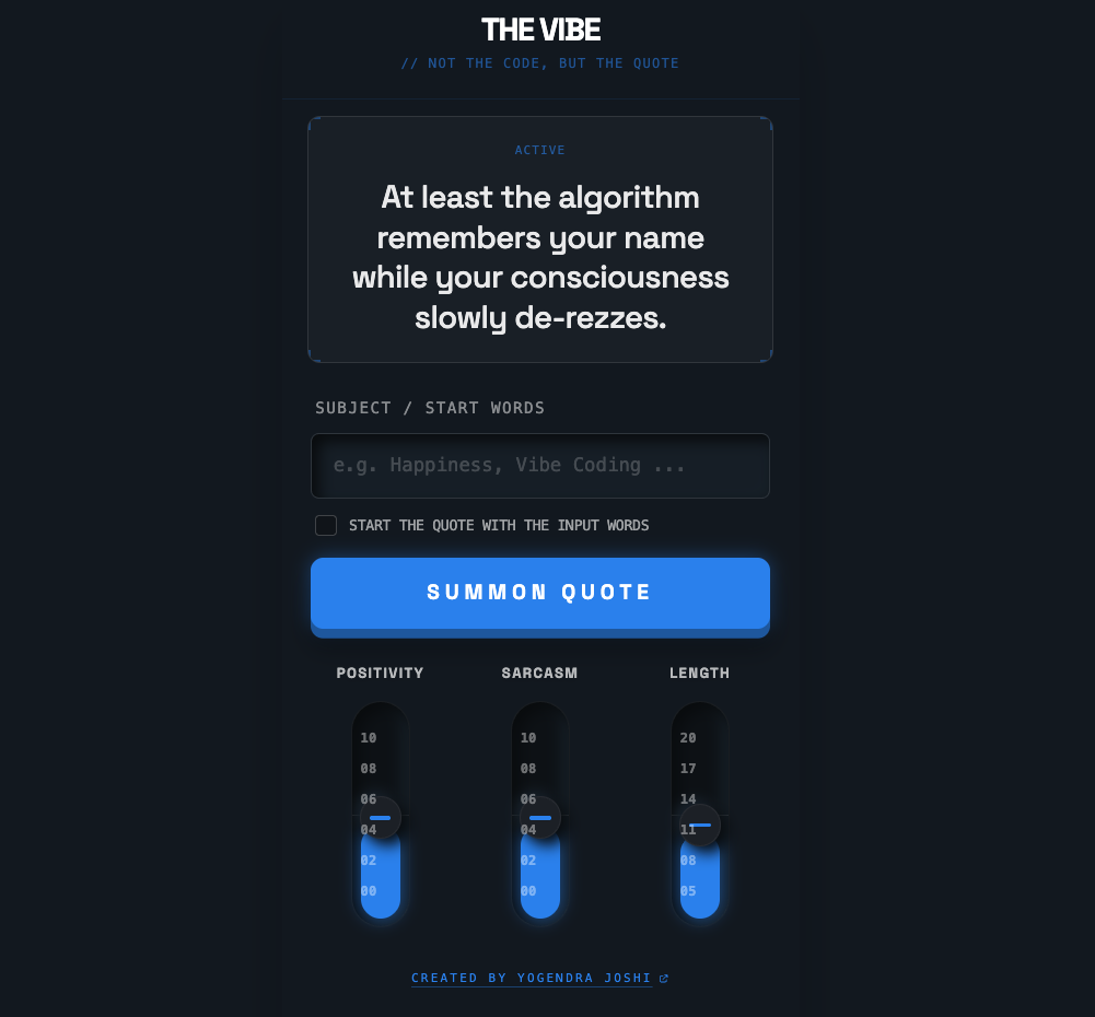 The Vibe (Quote Generator)