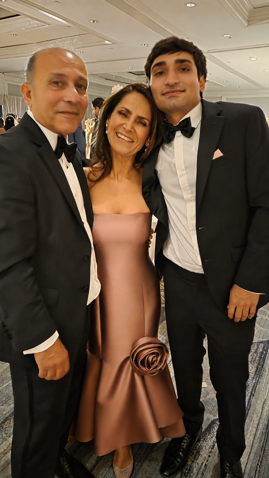 Mother of the Groom in Eose Silk Faille strapless gown