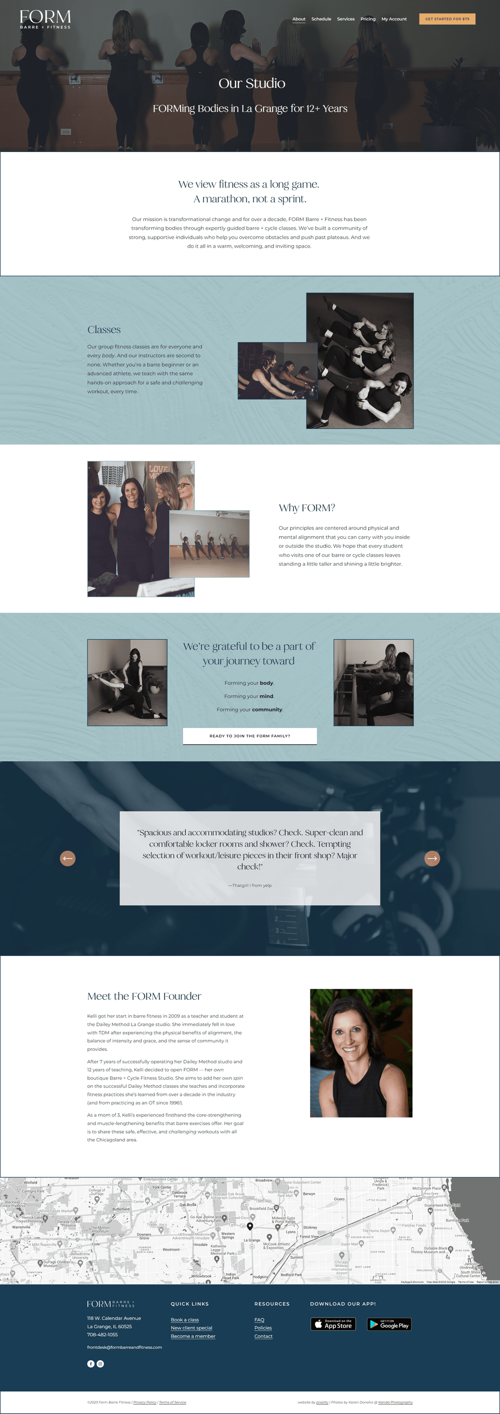 Mindbody-integrated Barre &amp; Fitness website design for FORM Barre ...