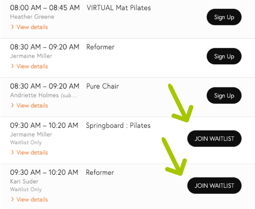 How to add a “Join Waitlist” button to your website’s Mindbody schedule