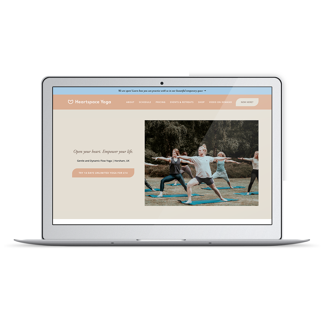 Yoga website design for Heartspace Yoga Pixality Design