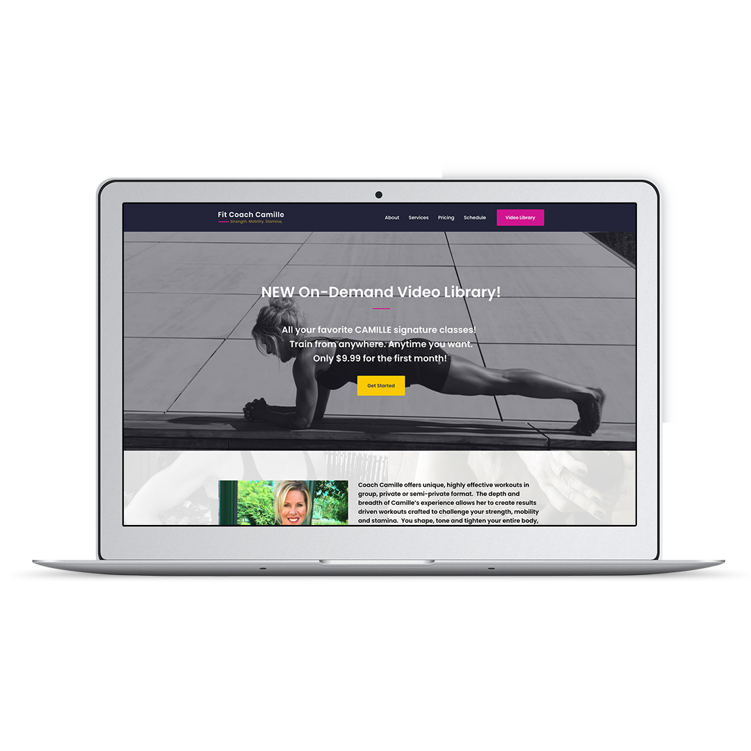 Fitness website design for Coach Camille Pixality Design