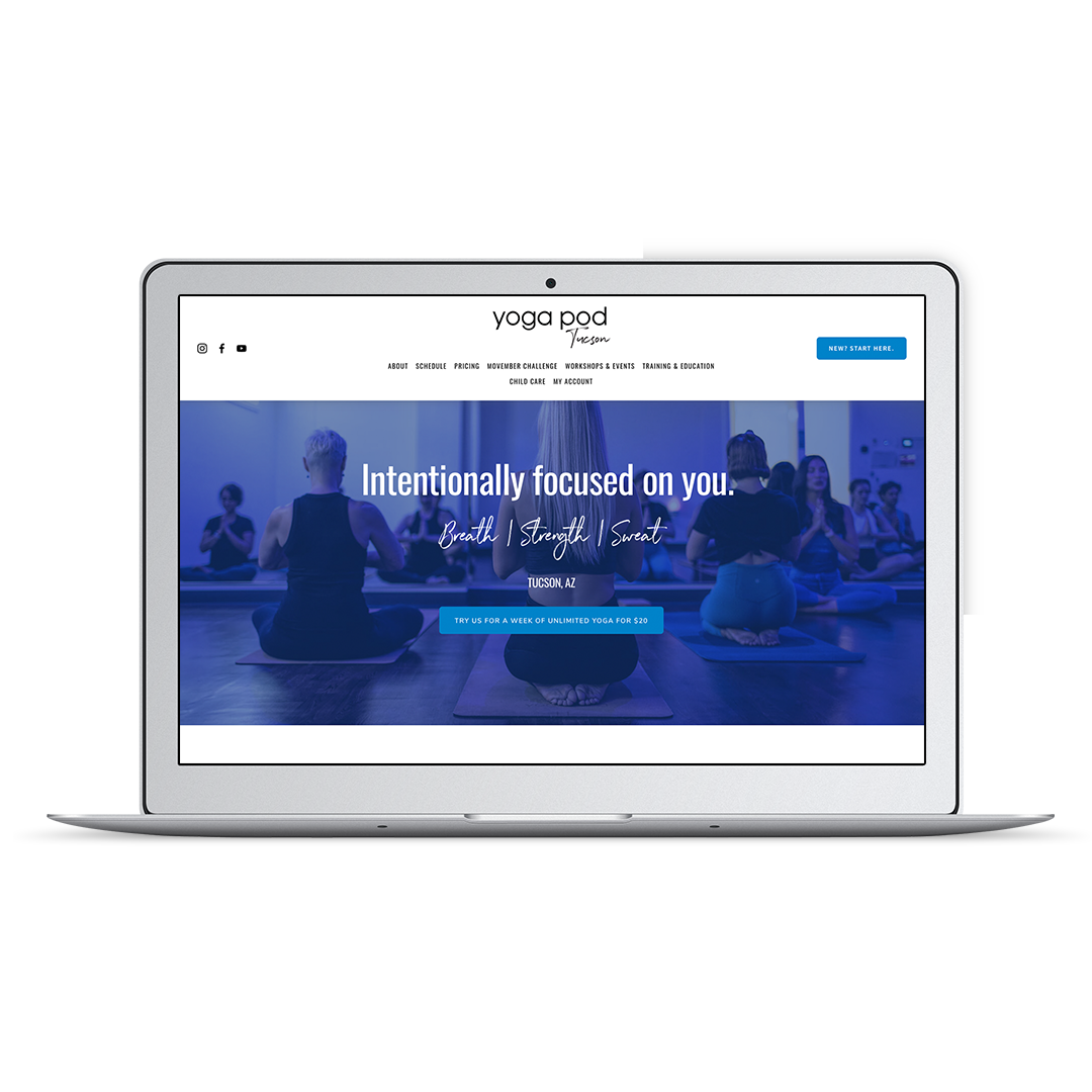 Yoga website design for Yoga Pod Tucson
