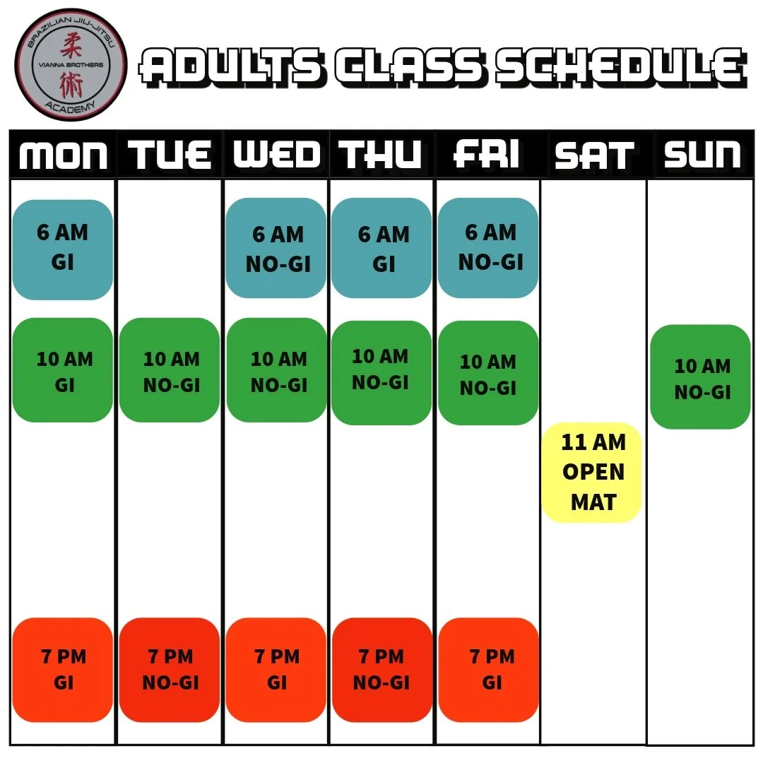 Updated 2026 Adult Schedule! 🎉 

Please note that the Fundamentals class has been removed from the academy schedule.